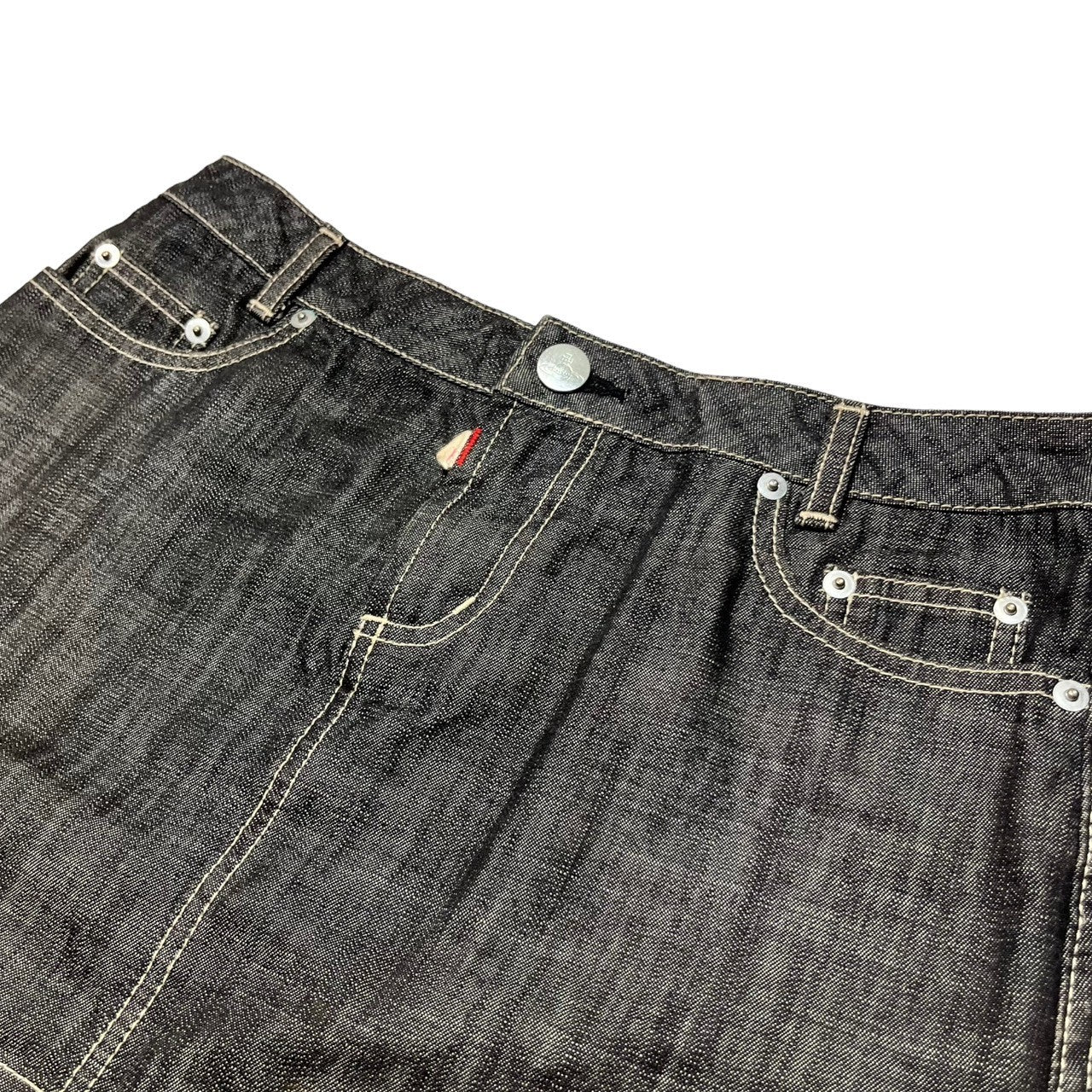 Vivienne Westwood RED LABEL(ヴィヴィアンウエストウッドレッドレーベル) 00's Orbro logo zip denim mini skirt オーブ ロゴ ジップ デニム ミニ スカート 357-01-23005 3(L程度) インディゴ Y2K