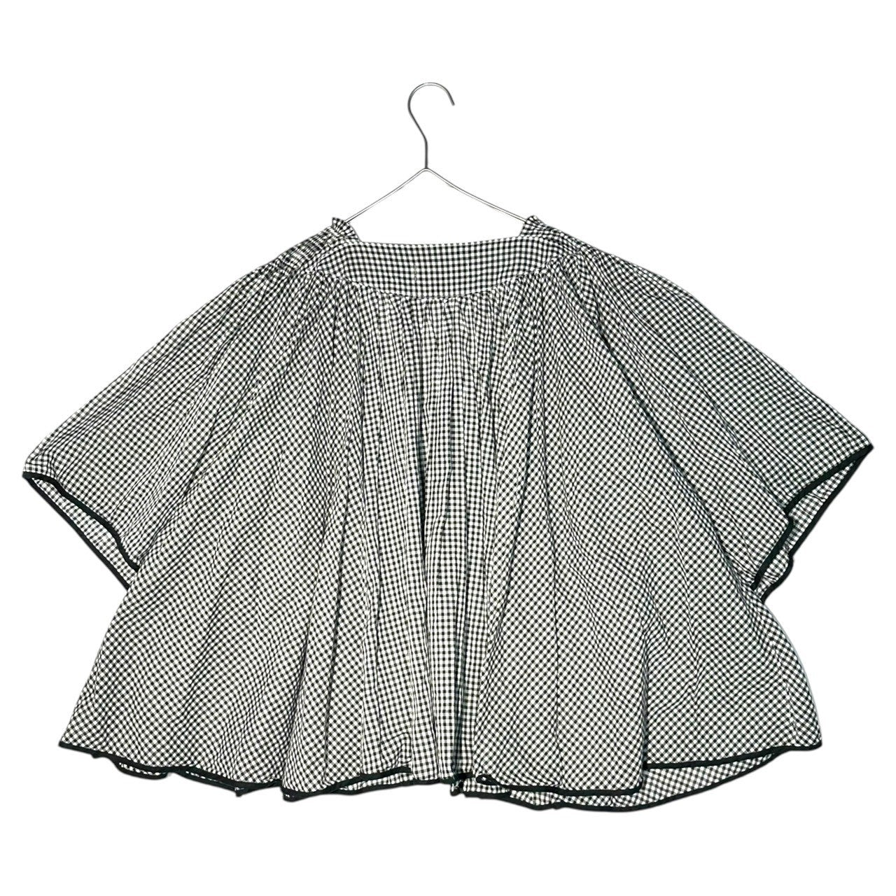 zucca(ズッカ) 09SS Ribbon Design Neck Gingham Check Wide Blouse リボン デザイン ネック ギンガム チェック ワイド ブラウス ZU91FJ183 M ホワイト×ブラック