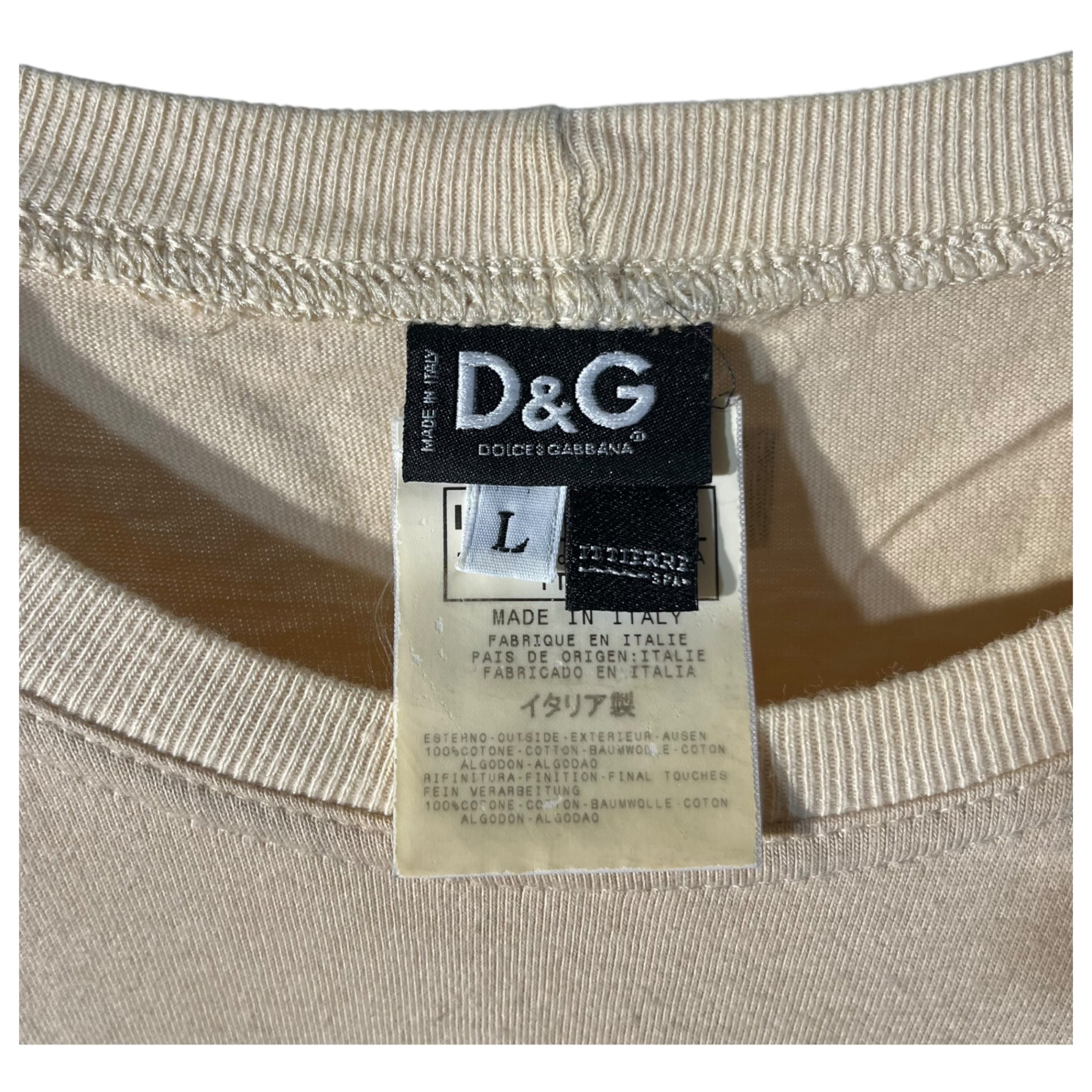 D&G(ディー&ジードルガバドルチェ&ガッバーナ) 00's ”stronger” print TEE プリント Tシャツ L ブラウン Y2K