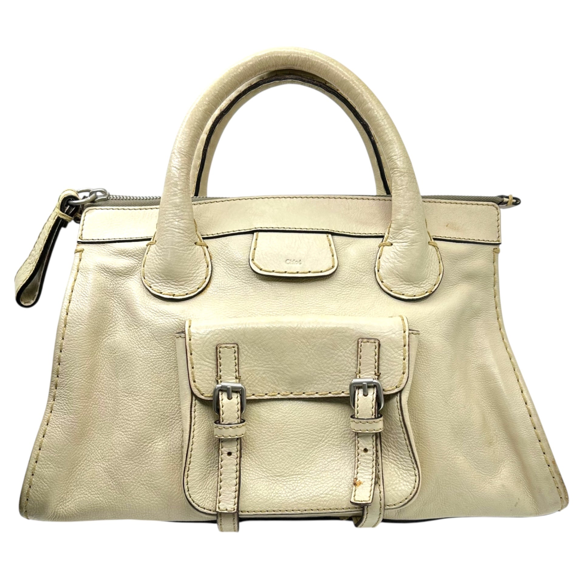 CHLOE(クロエ) EDITH エディス ステッチ レザー ハンド バッグ アイボリー