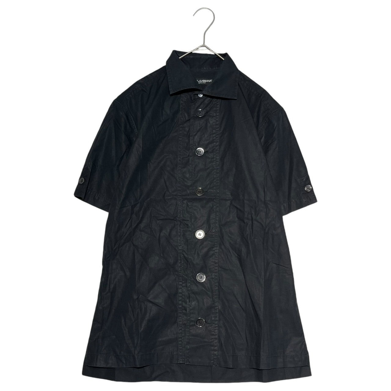 DOLCE&GABBANA(ドルチェ&ガッバーナドルガバ) BIG button S/S shirt ビッグ ボタン 半袖 シャツ G5CJ0T FU5K9 15 1/2 /39 ブラック