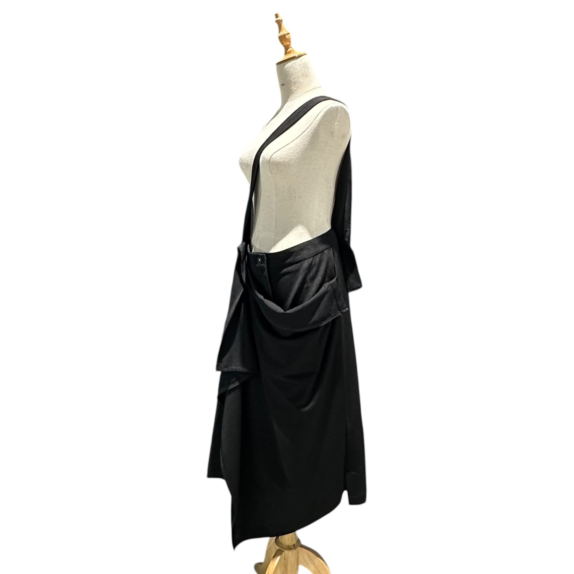 YOHJI YAMAMOTO(ヨウジヤマモト) 23AW POLYESTER TWILL 2WAY SKIRT ポリエステル ツイル ラップ スカート FU-S50-901 2(M程度) ブラック