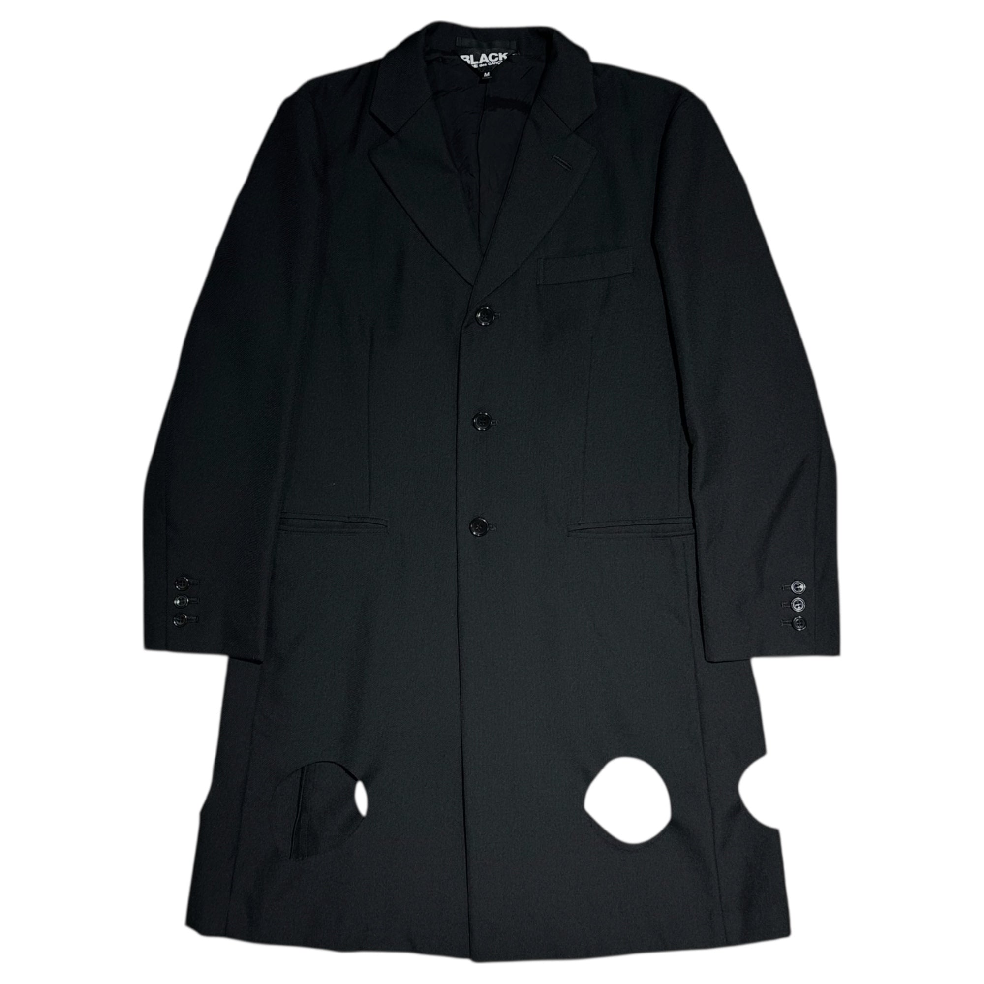 BLACK COMME des GARCONS(ブラックコムデギャルソン) 19SS Hem with Eyelet Details Long Jacket 裾 穴加工 ロング ジャケット 1C-J010 M ブラック AD2018