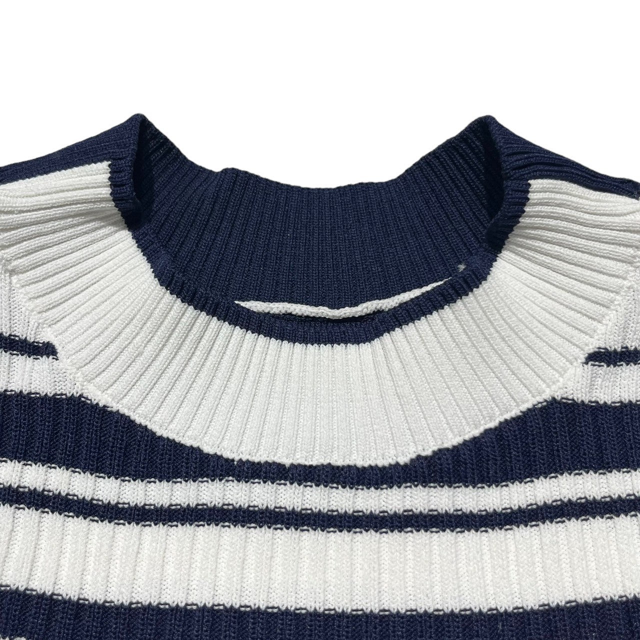 LOVELESS(ラブレス) 【手洗い可】ボーダー2フェイスハーフスリーブニット 62N13-322-28 34(XS) ホワイト×ネイビー 参考定価¥17,600 税込