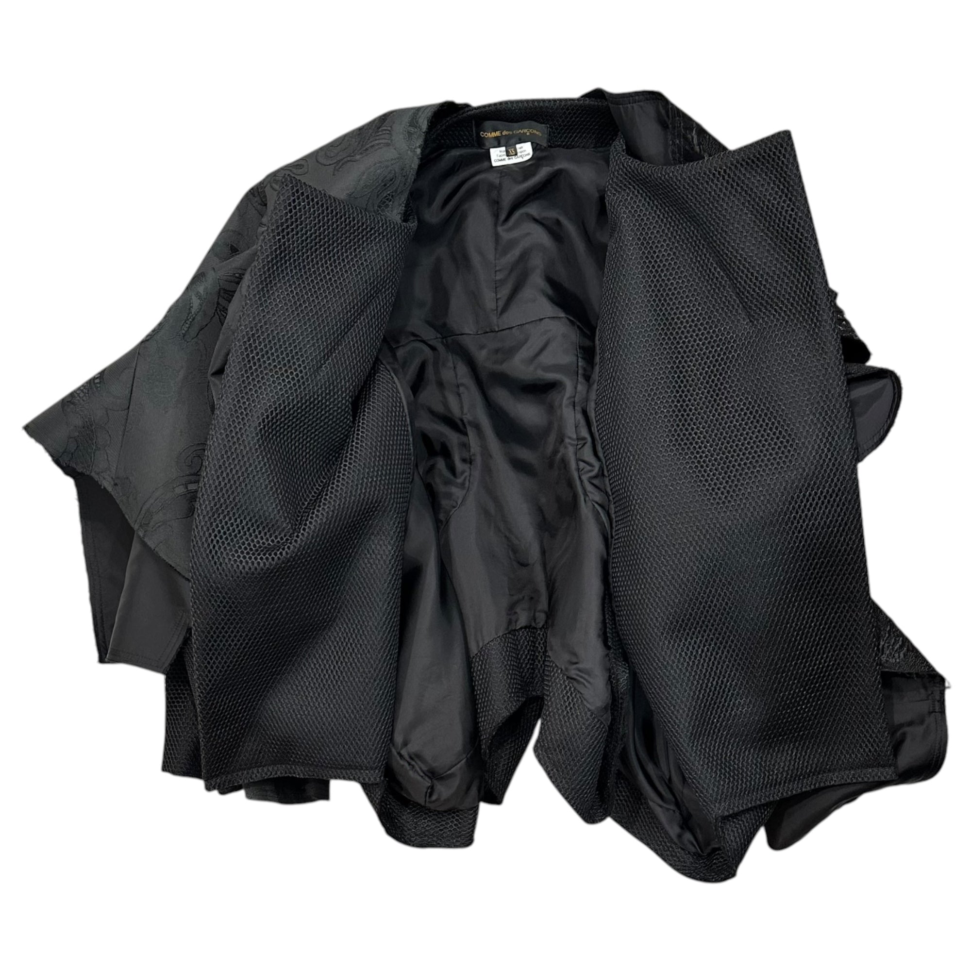 COMME des GARCONS(コムデギャルソン) 2026SS ”AFTER THE DUST” Mixed-Media Jacket アフターザダスト期 異素材 ドッキング ジャケット GQ-J010 XS ブラック AD2025 アシンメトリー クルップド ブルゾン 著名人着用