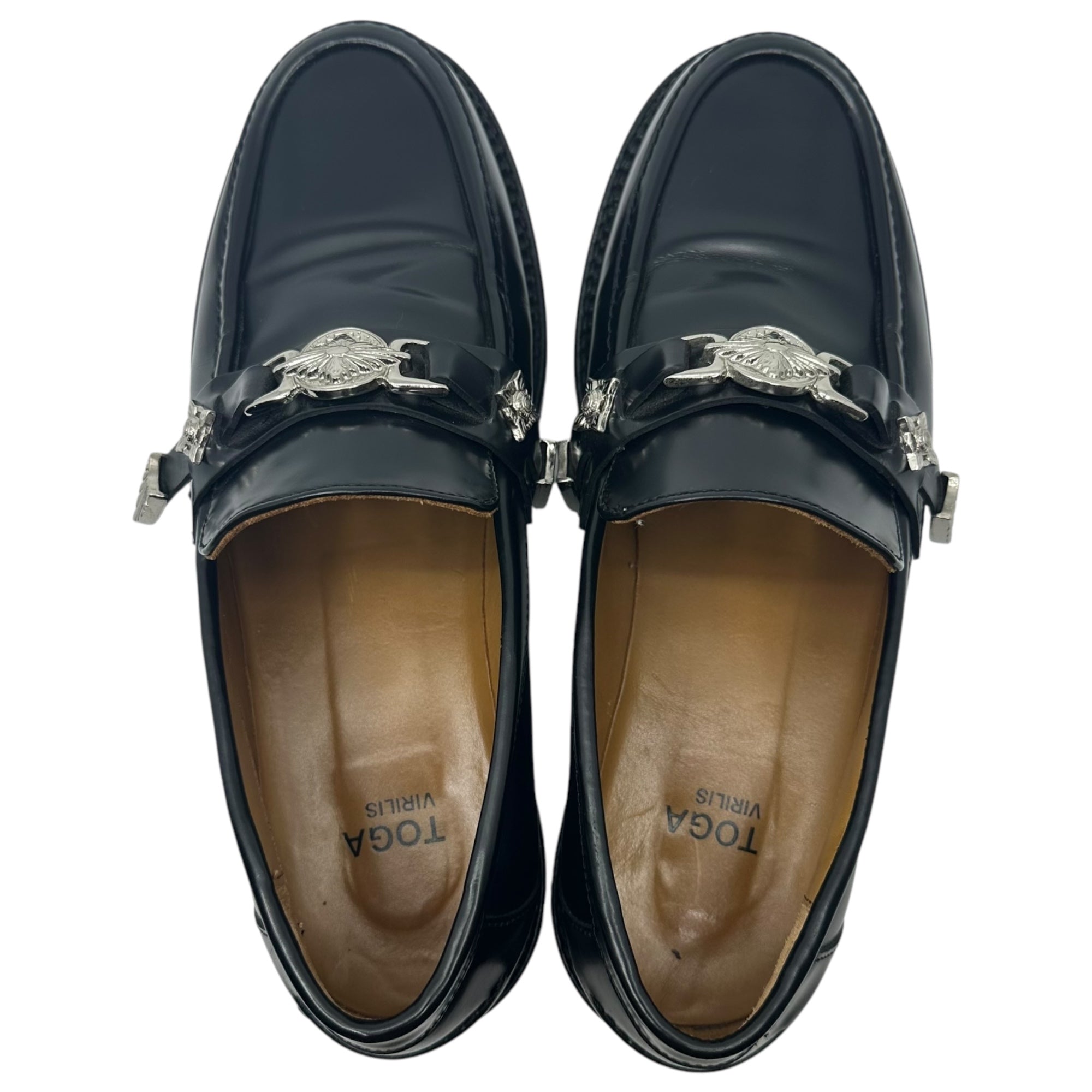TOGA VIRILIS(トーガビリリース) METAL LOAFER(MEN) メタル ローファー 革靴 メタルスタッズ ホースビット調 AJ826 42(27.0cm) ブラック×シルバー( Black Polido) 参考定価70,400円(税込)