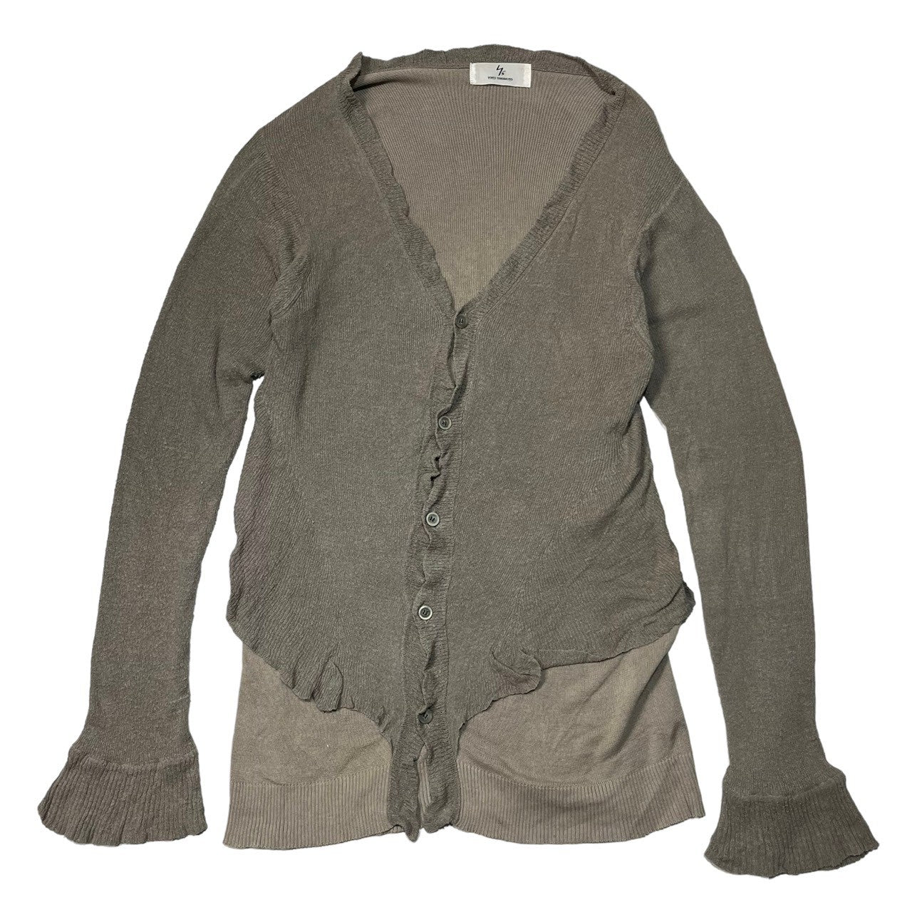 Y's(ワイズ) silk cardigan シルク ロング フリル レイヤード カーディガン アーカイブ MR-K37-856 SIZE 3(L) ベージュ