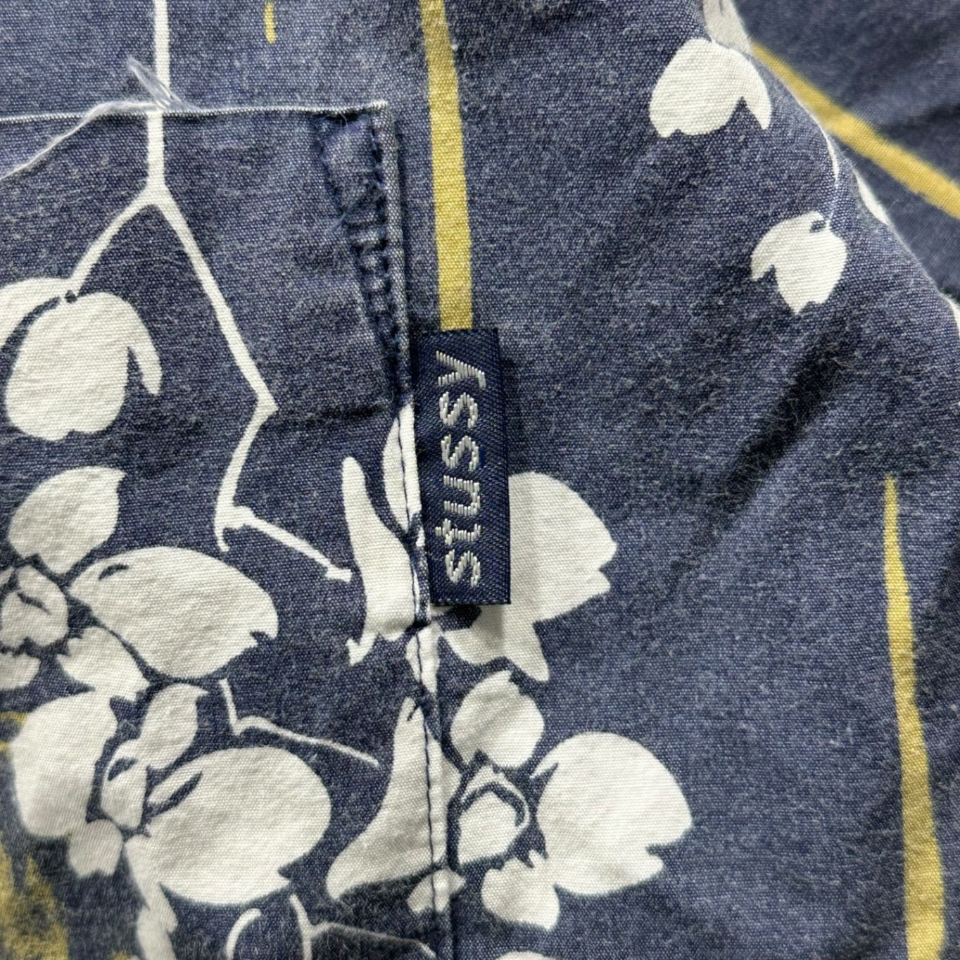 STUSSY(ステューシー) 90's USA made Aloha Shirt アロハ シャツ L ネイビー オープンカラー 開襟 90年代 OLD ヴィンテージ 半袖