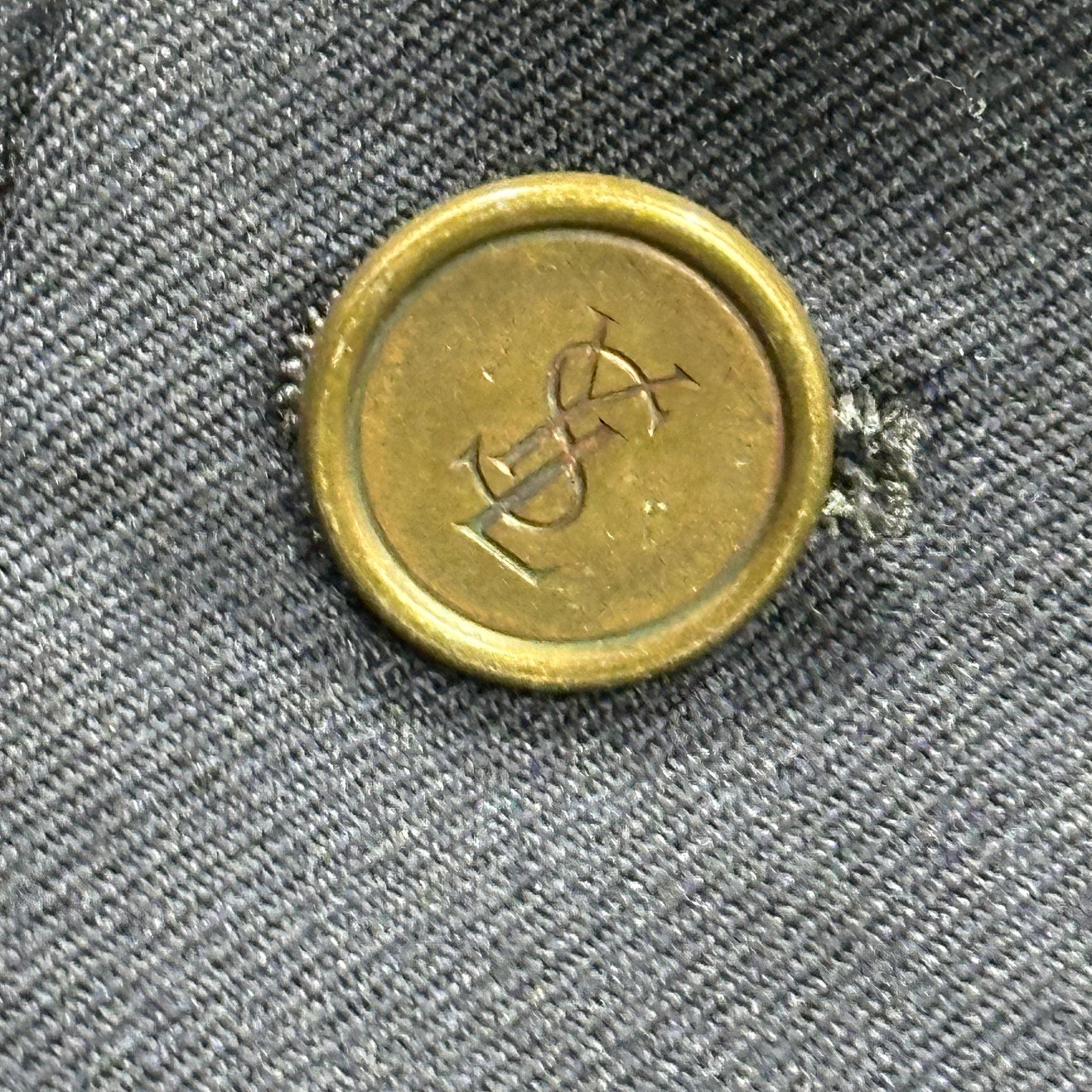 YVES SAINT LAURENT(イヴサンローラン) 70's~80's Logo Gold Button Navy Blazer 本人期 ロゴ 金ボタン 紺 ブレザー 表記無(M程度) ネイビー 70年代~80年代 ヴィンテージ アーカイブ テーラード ジャケット フランス製