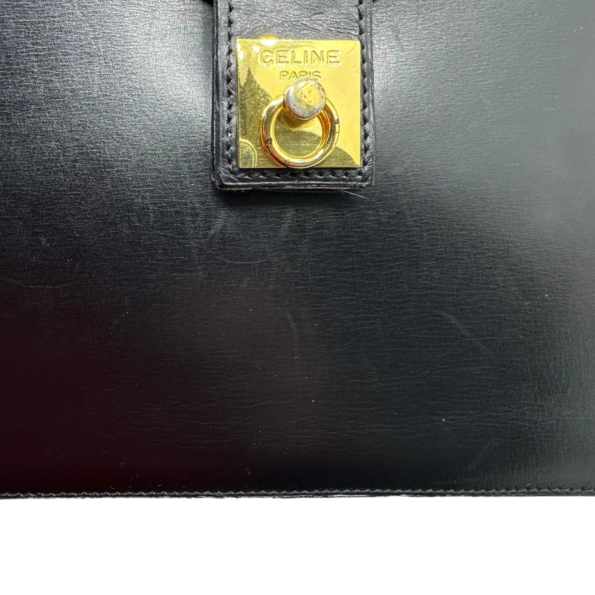 CELINE(セリーヌ) Vintage gold hardware leather handbag ヴィンテージ ゴールド 金具 レザー ハンド バッグ F01 ブラック OLD 金
