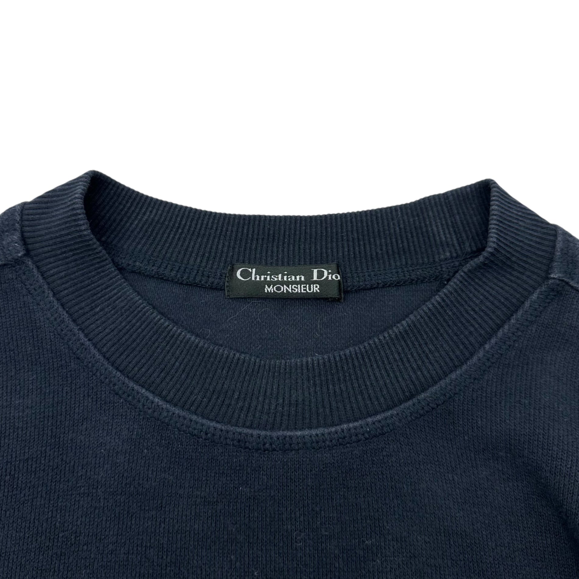 Christian Dior MONSIEUR(クリスチャンディオールムッシュ) 90's Logo Embroidery Crewneck Elbow Patch Sweatshirt ロゴ 刺繍 クルーネック エルボーパッチ スウェット BSS-8401 M ネイビー