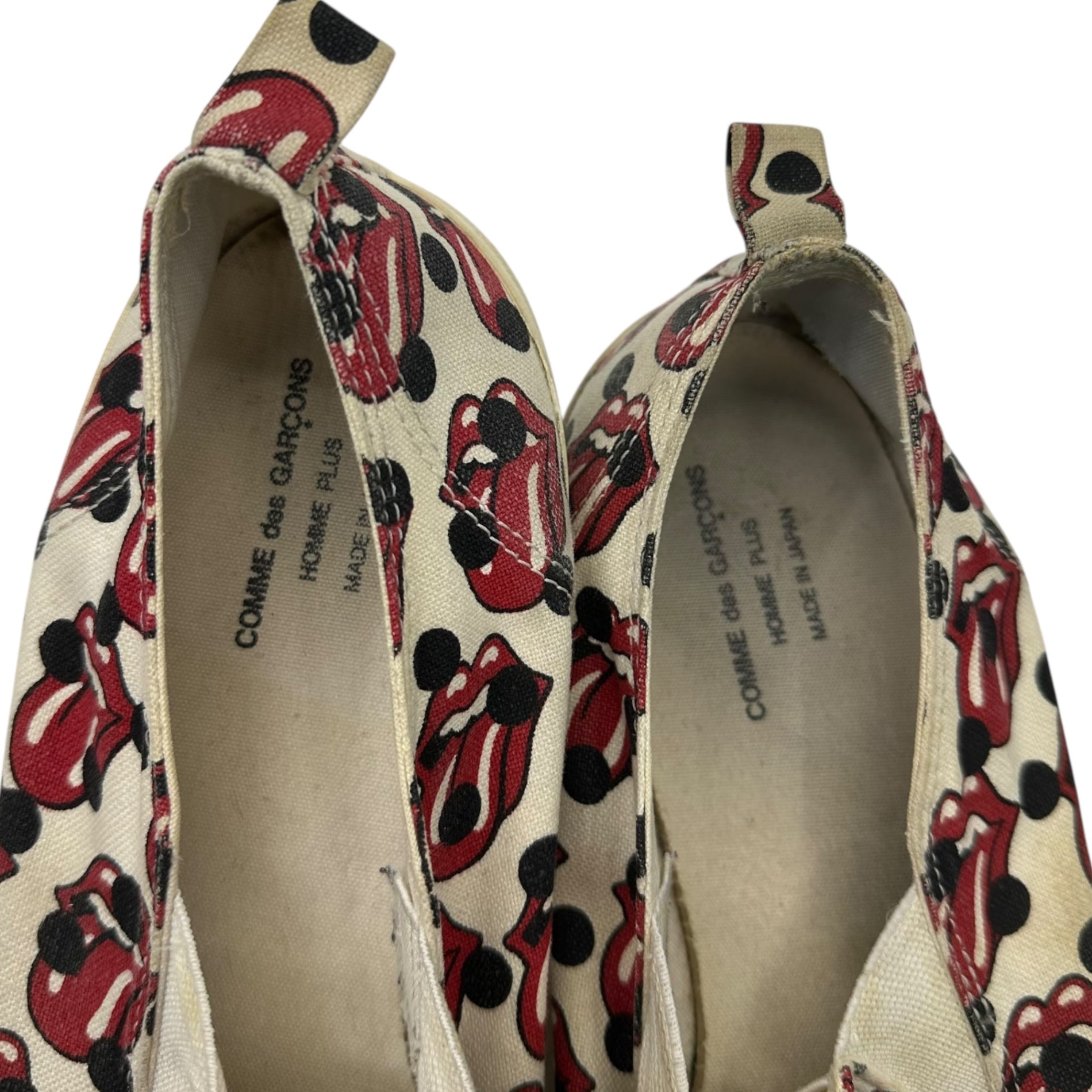 COMME des GARCONS HOMME PLUS(コムデギャルソンオムプリュス) 06SS Rolling Stones Lips & Tongue Print Slip-Ons ローリング ストーンズ リップ&タン プリント スリッポン JQ25A1 27.0cm ブラック×レッド スニーカー コラボ