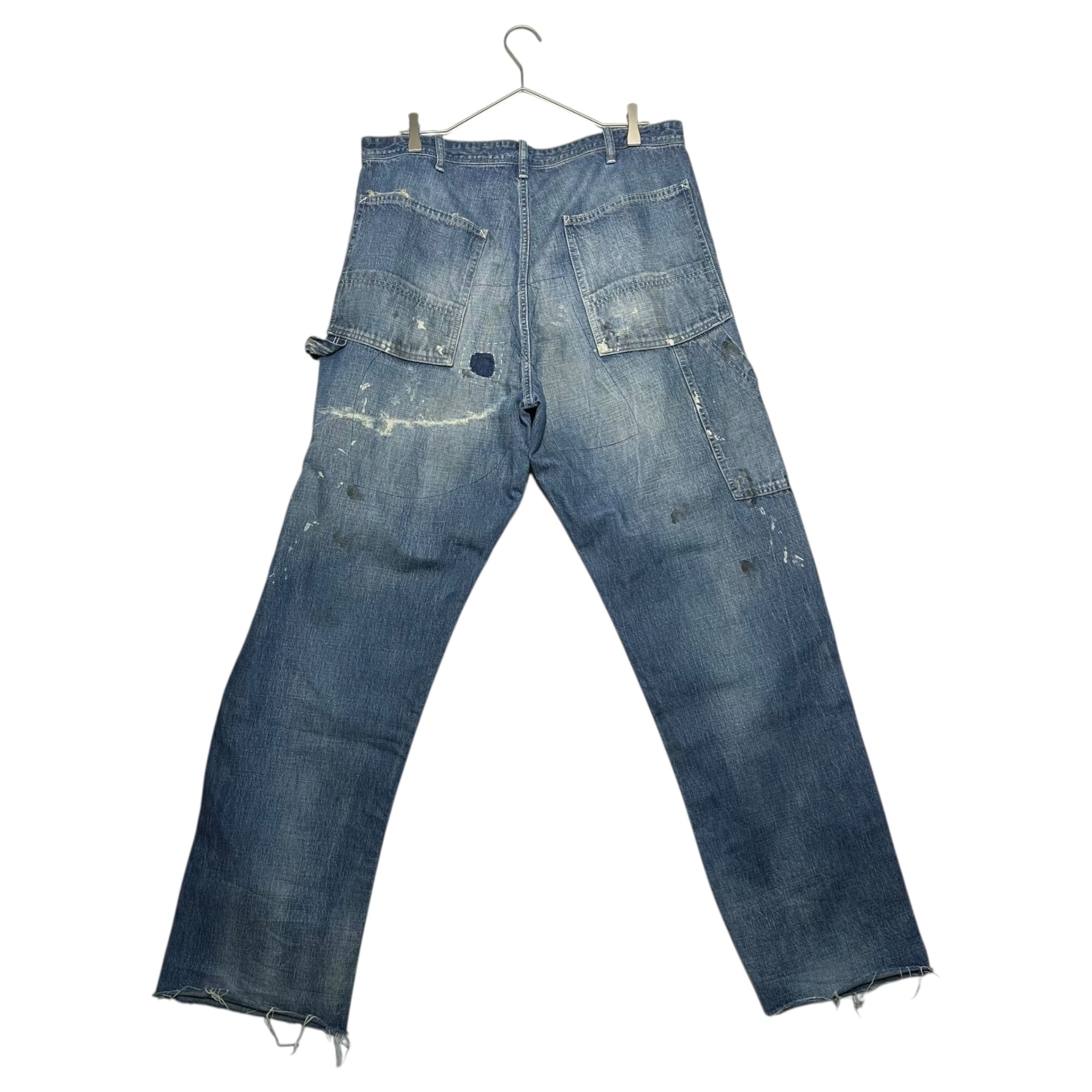 SAINT MICHAEL(セントマイケル) 24SS SAINT DENIM PANTS BLUE ダメージ 加工 ペインター デニム パンツ ジーンズ SM-YS8-0000-051 XL ライトインディゴ