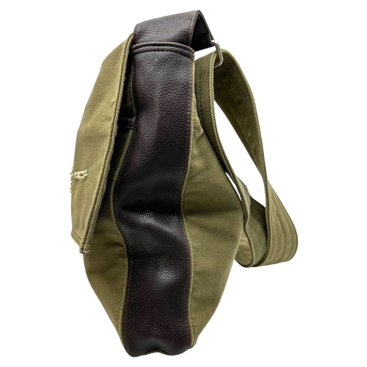 HAI SPORTING GEAR ISSEY MIYAKE(ハイスポルティングギア イッセイミヤケ) 80~90's Canvas shoulder bag with sequin embellishment スパンコール装飾 キャンバス ショルダーバッグ カーキ