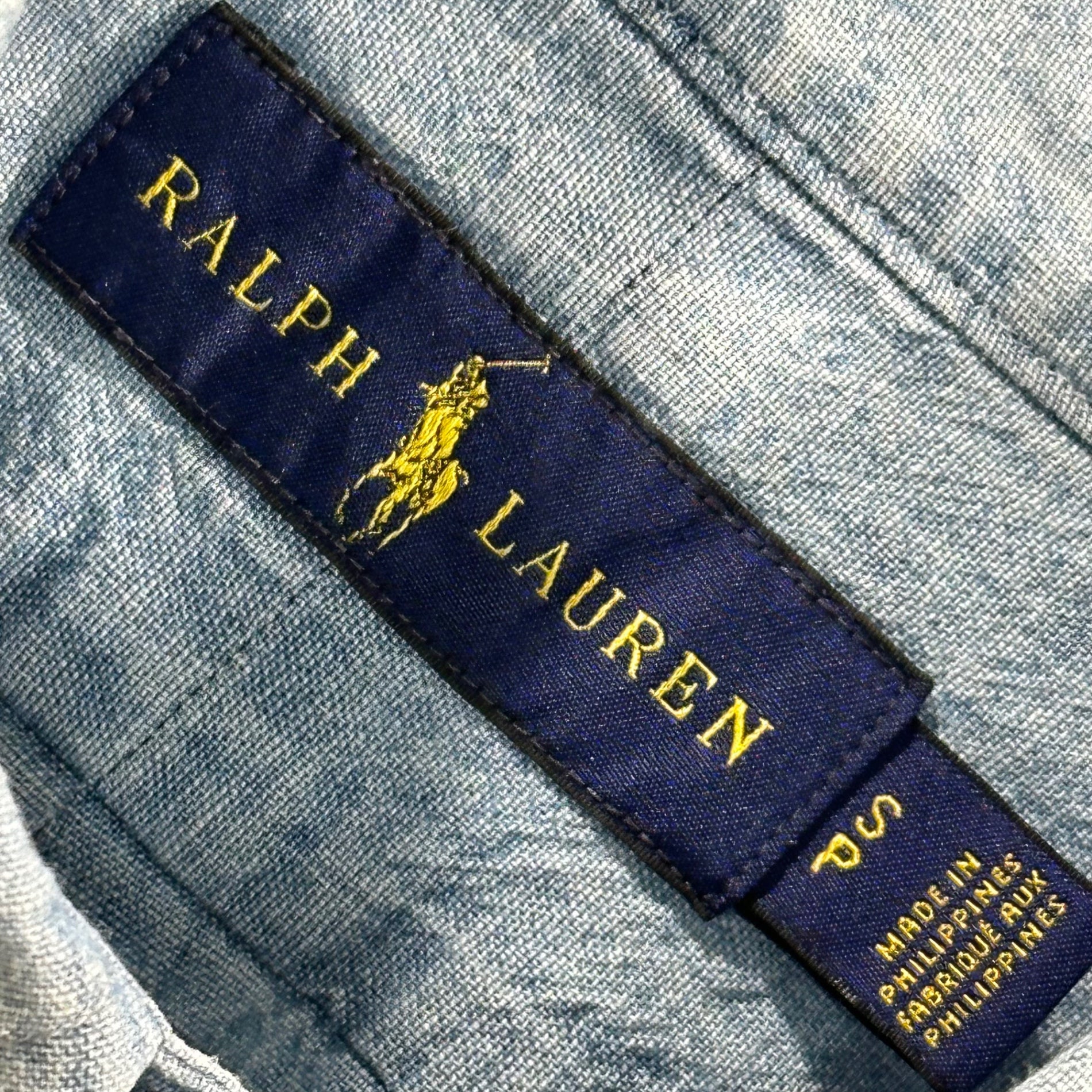RALPH LAUREN(ラルフローレン) BD WOVER CHAMBRAY SHIRT ロゴ シャンブレー ボタンダウン 長袖 シャツ S スカイブルー
