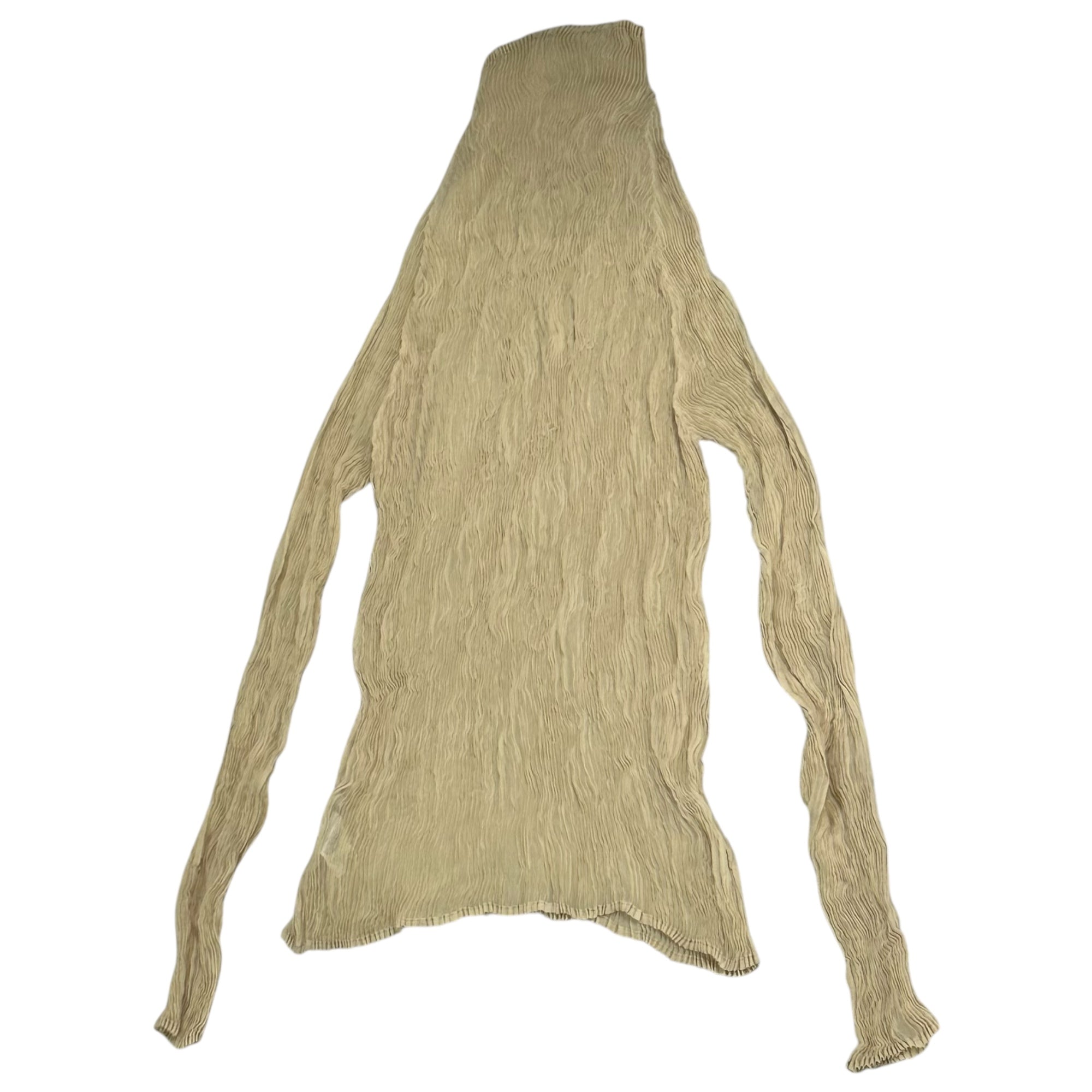 ISSEY MIYAKE(イッセイミヤケ) 21SS Pleated long-sleeved pullover cut and sewn プリーツ 長袖 プルオーバー カットソー IM11GJ412 2(M程度) ベージュ ブラウス