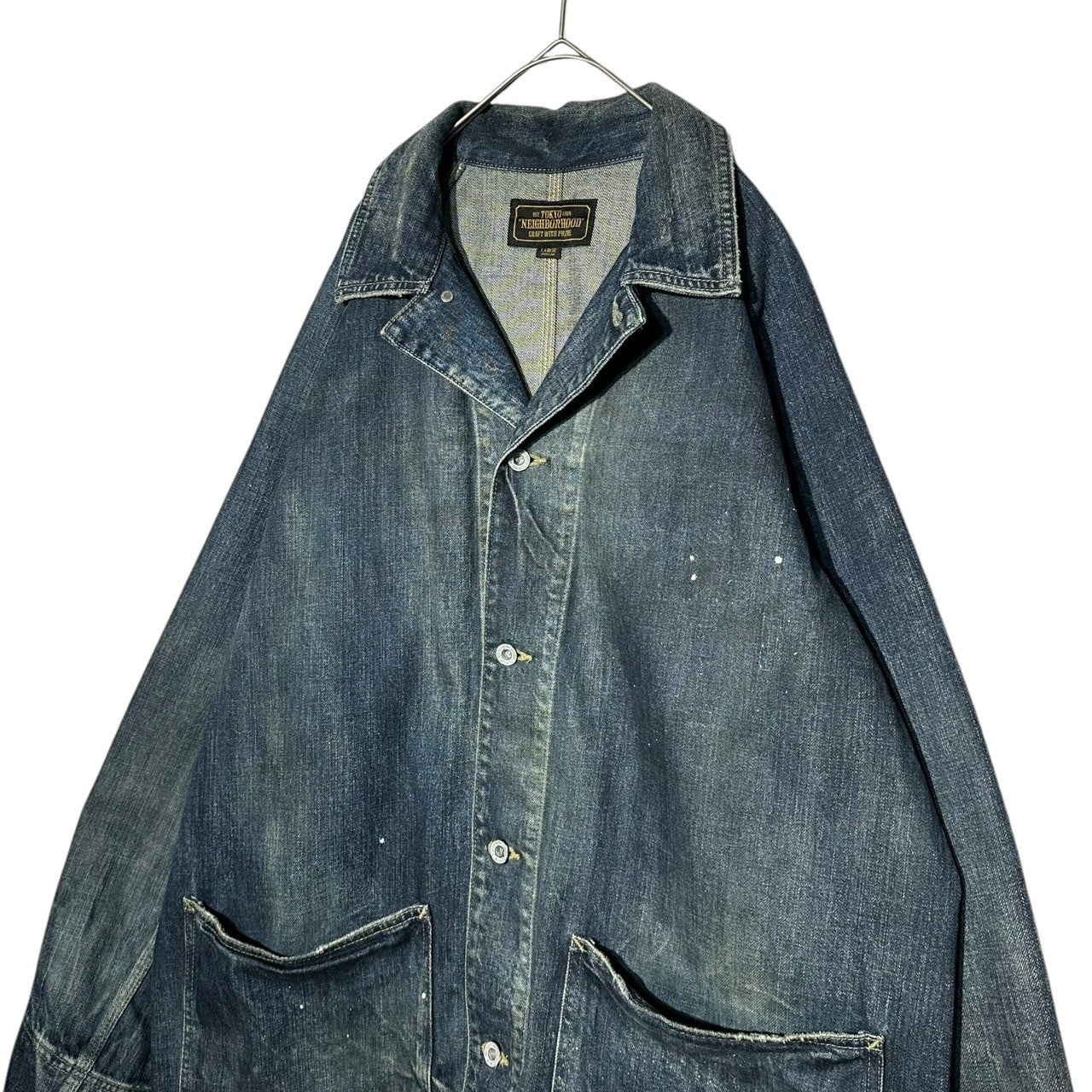 NEIGHBORHOOD(ネイバーフッド) 20SS Savage.S.C.C. Painted coverall サベージ. S.C.C. ペンキ加工 カバーオール デニム ジャケット 201XBNH-JKM04 L インディゴ 参考定価50,600円(税込)