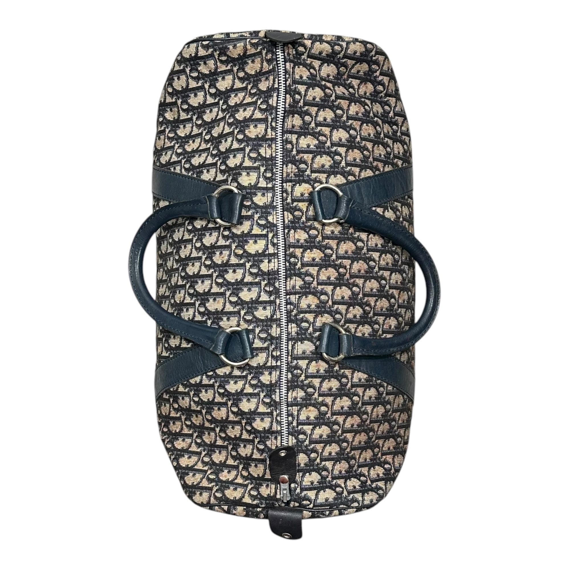 Christian Dior(クリスチャンディオール) 1970's Trotter monogram duffle bag トロッター柄 ボストン バッグ ネイビー×ベージュ 70年代 ヴィンテージ 旅行鞄 ECLAIRジップ