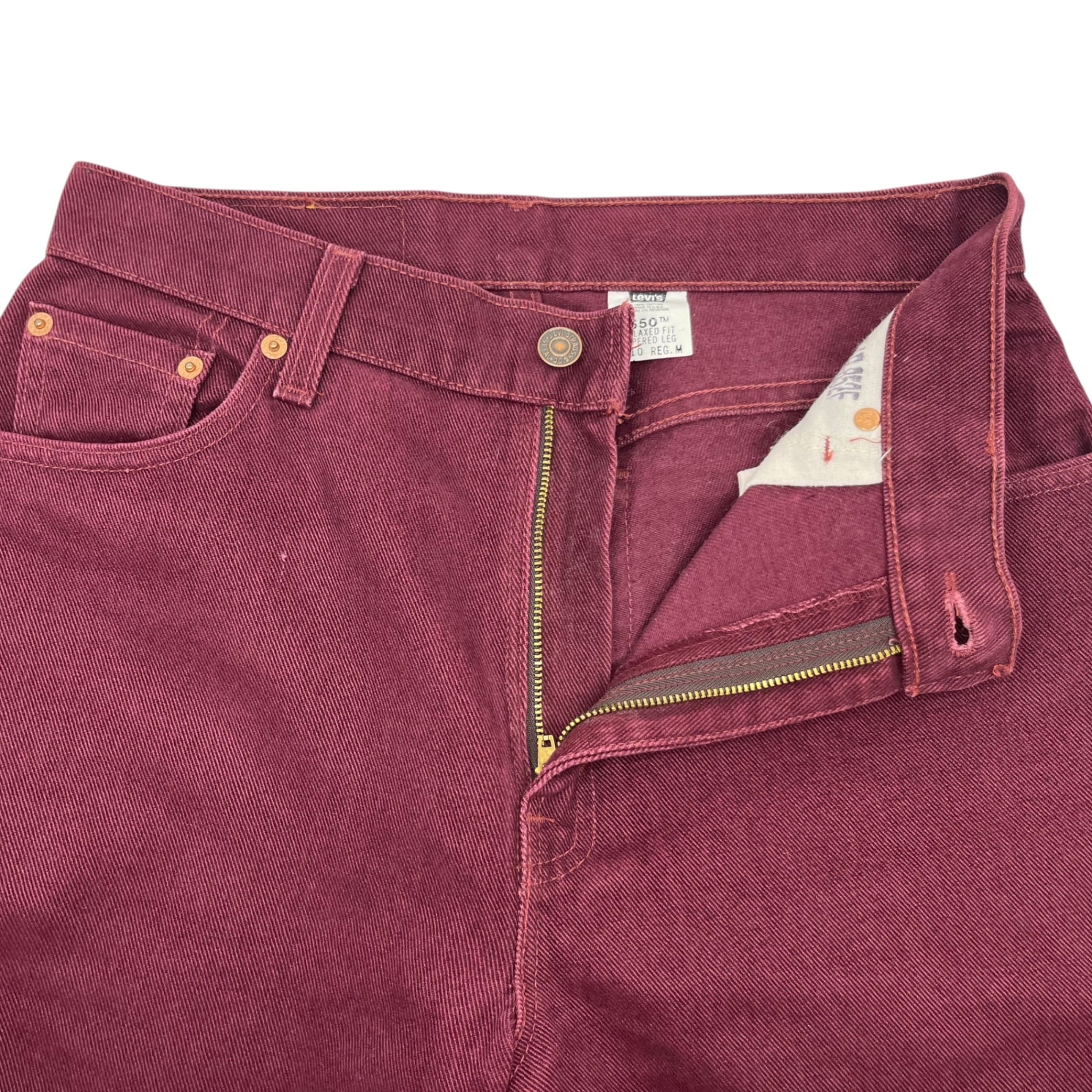 Levi's(リーバイス) 90's 550 先染め テーパード カラー デニム パンツ 15551-4390 10 REG.M ワインレッド