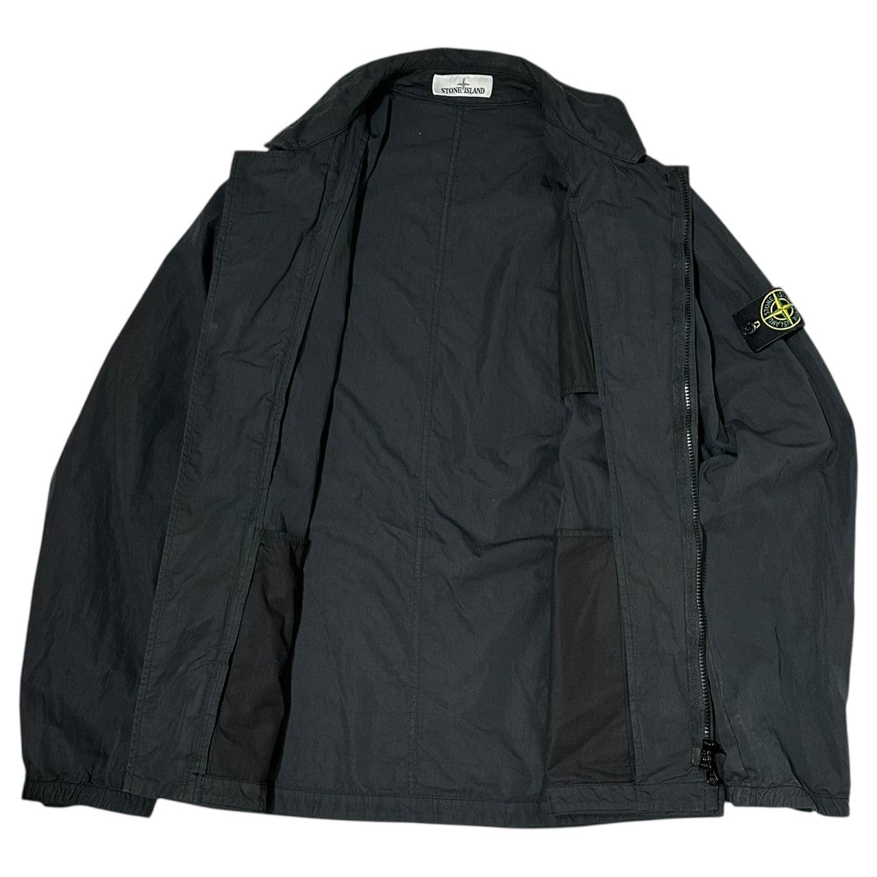 STONE ISLAND(ストーンアイランド) 23AW Garment Dye Cotton Nylon Poplin Zip-Up Blouson Jacket ガーメントダイ コットン ナイロン ポプリン ジップアップブルゾン ジャケット 721510408 XL ブラック