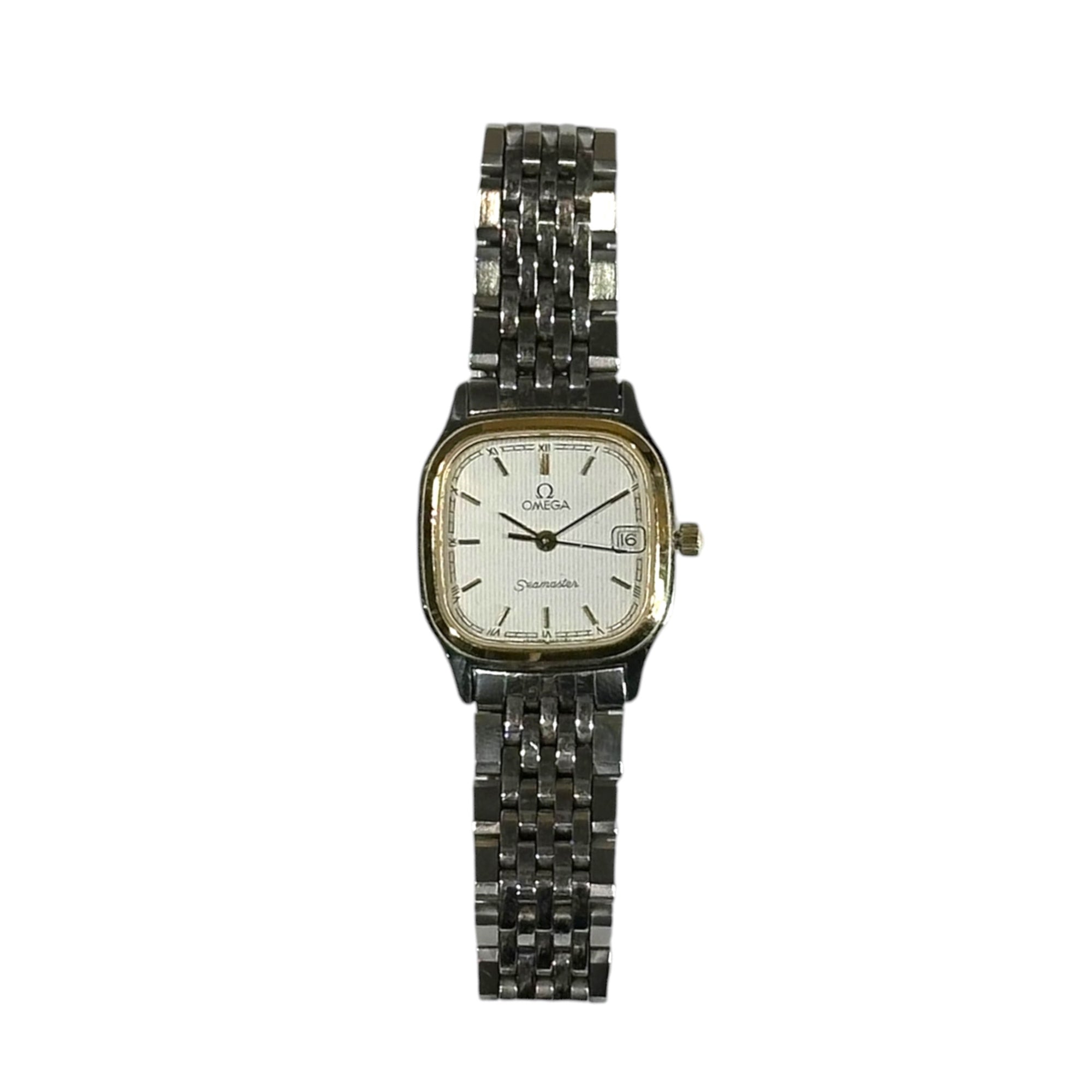 OMEGA(オメガ) Vintage Seamaster Date ヴィンテージ シーマスター デイト 腕時計 ホワイト×シルバー クオーツ スクエア