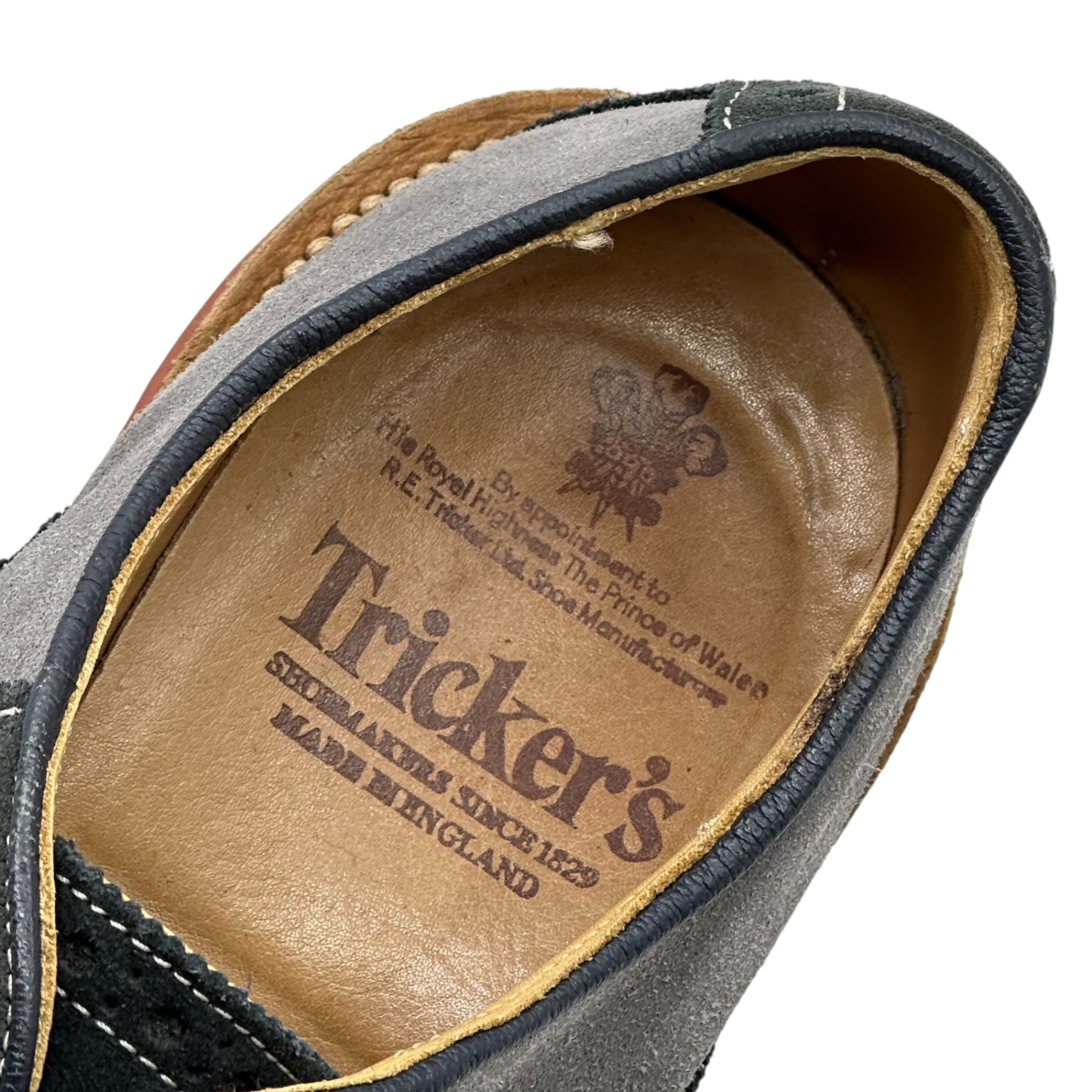 Tricker's(トリッカーズ) Two Tone Saddle Oxford ツートン スウェード メダリオン サドル シューズ 9(27.5cm程度) グレー×ネイビー オックスフォード レザー