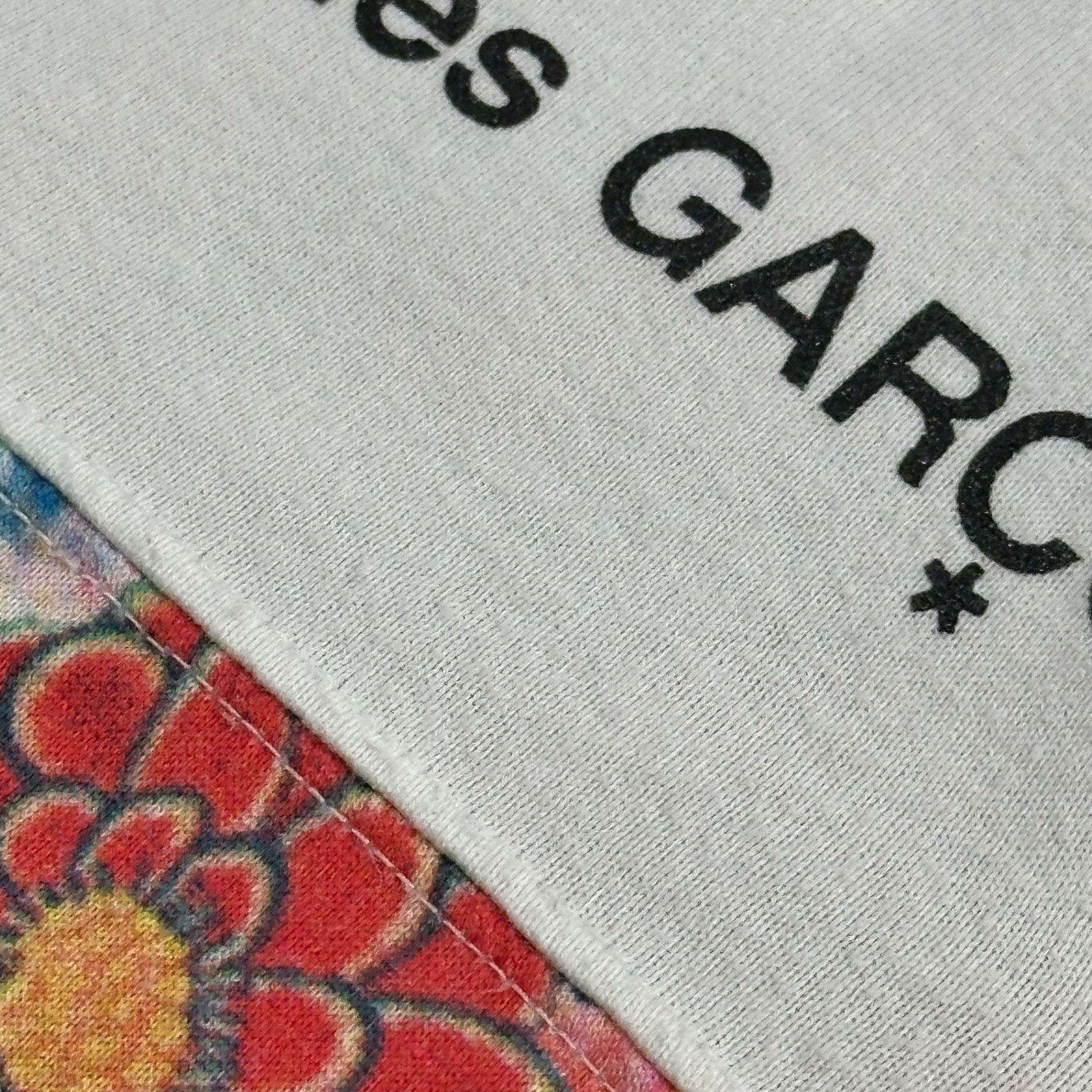 COMME des GARCONS(コムデギャルソン) 2008SS Floral-Print Striped L/S T-Shirt フローラル切替 ボーダー 長袖 Tシャツ OA-T002 S ホワイト×ブラック×マルチカラー