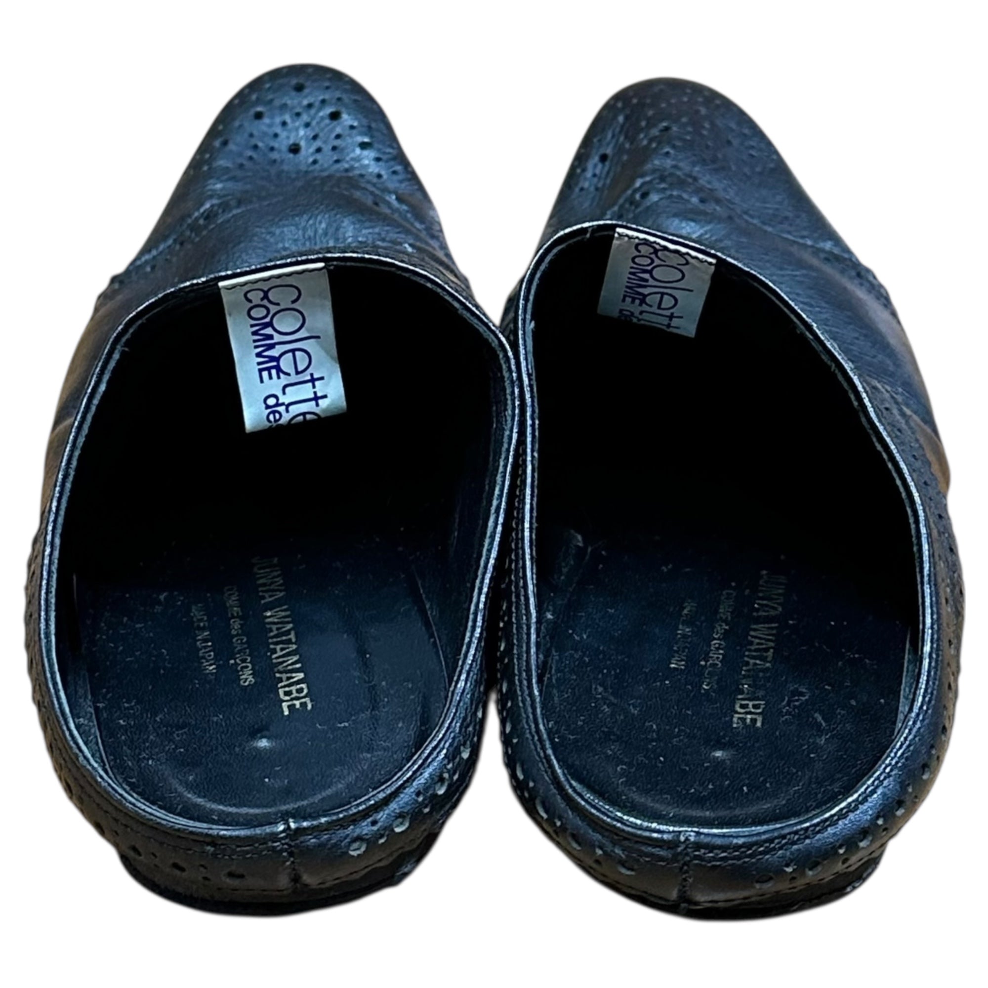 COMME des GARCONS JUNYA WATANABE(コムデギャルソンジュンヤワタナベ) Wingtip leather mule sandals ウィングチップ レザー ミュール サンダル 記載無(23.5cm程度) ブラック ポインテッド トゥ シューズ