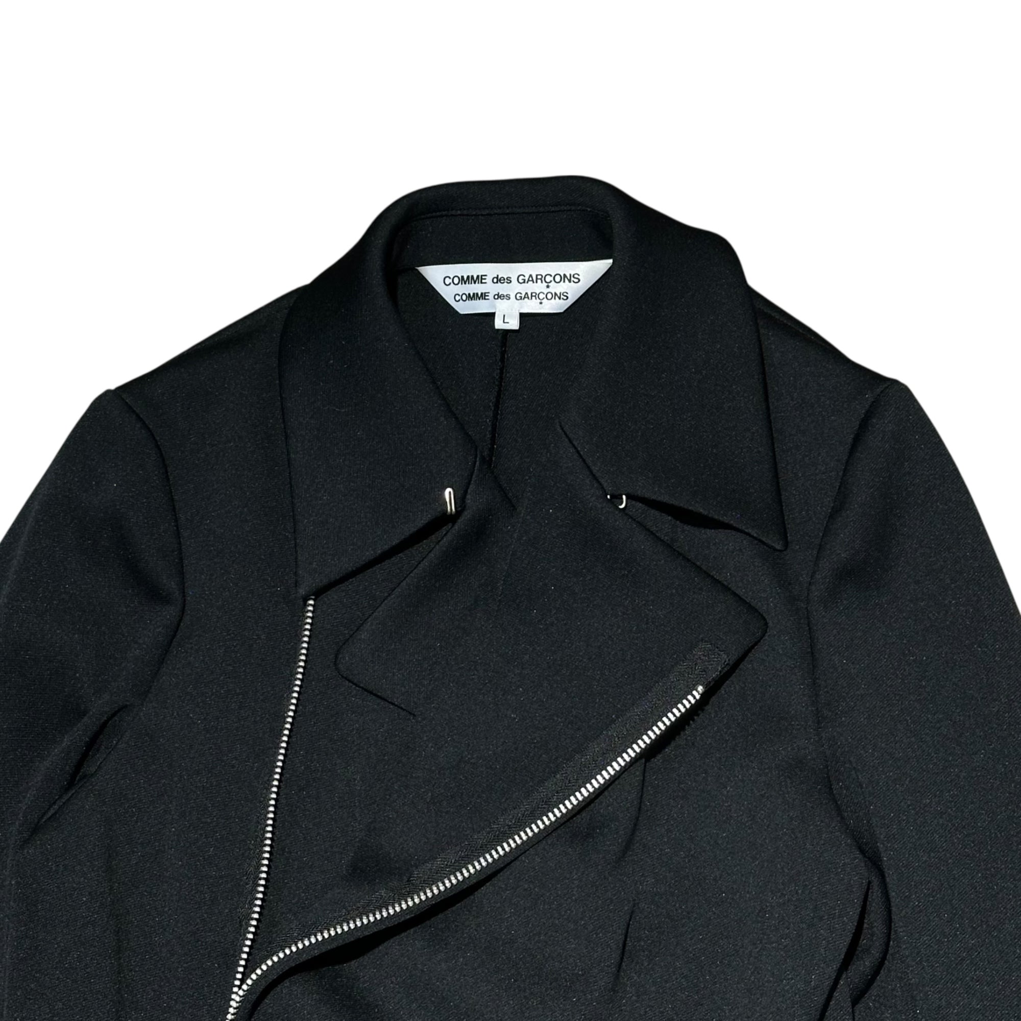 COMME des GARCONS COMME des GARCONS(コムデギャルソンコムデギャルソン) 12SS Back Design Seam Polyester Rider Jacket バック デザイン シーム ポリエステル ライダース ジャケット RI-J026 L ブラック AD2011