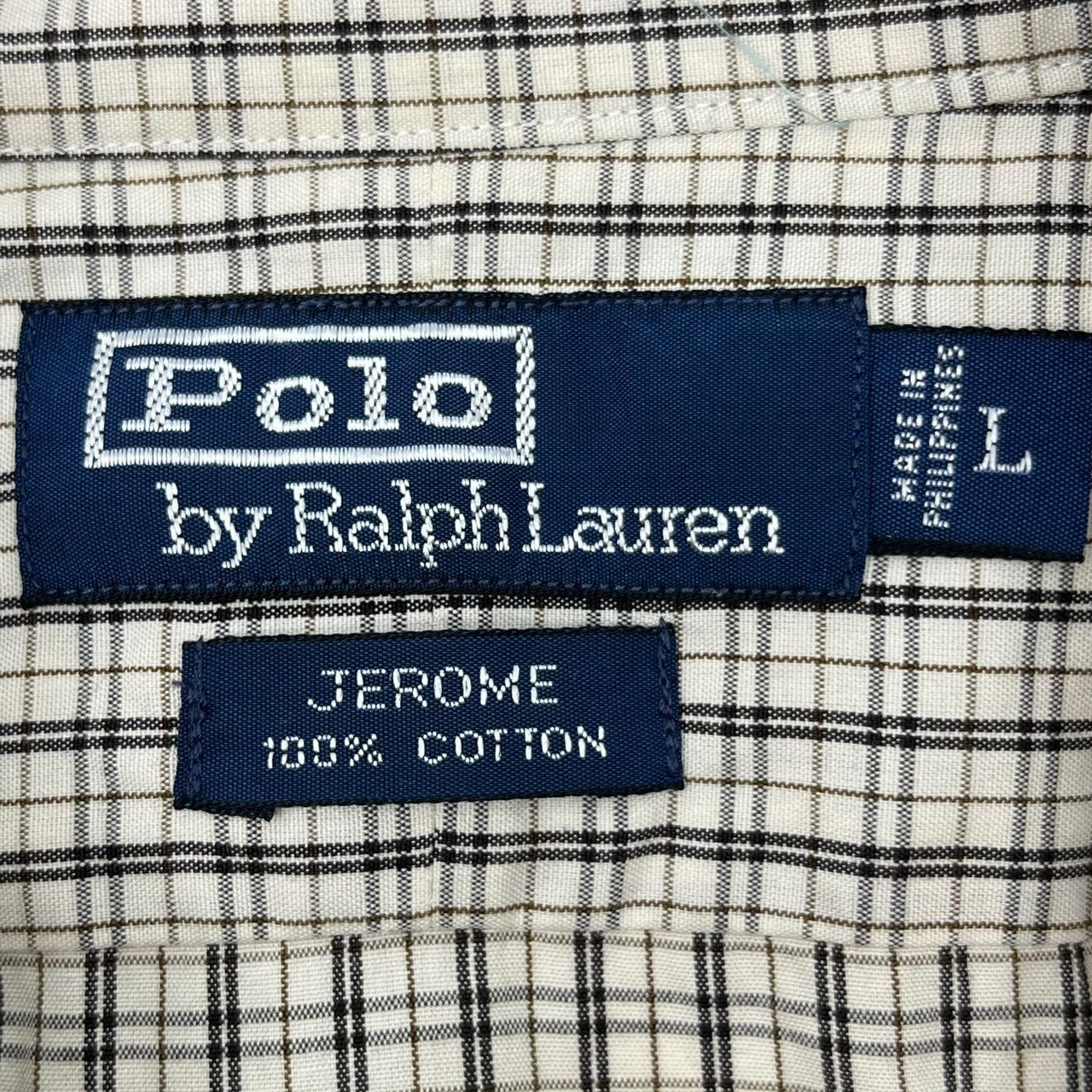 POLO RALPH LAUREN(ポロラルフローレン) 90's "JEROME" oversized check shirt オーバーサイズ チェック シャツ L ベージュ 90年代