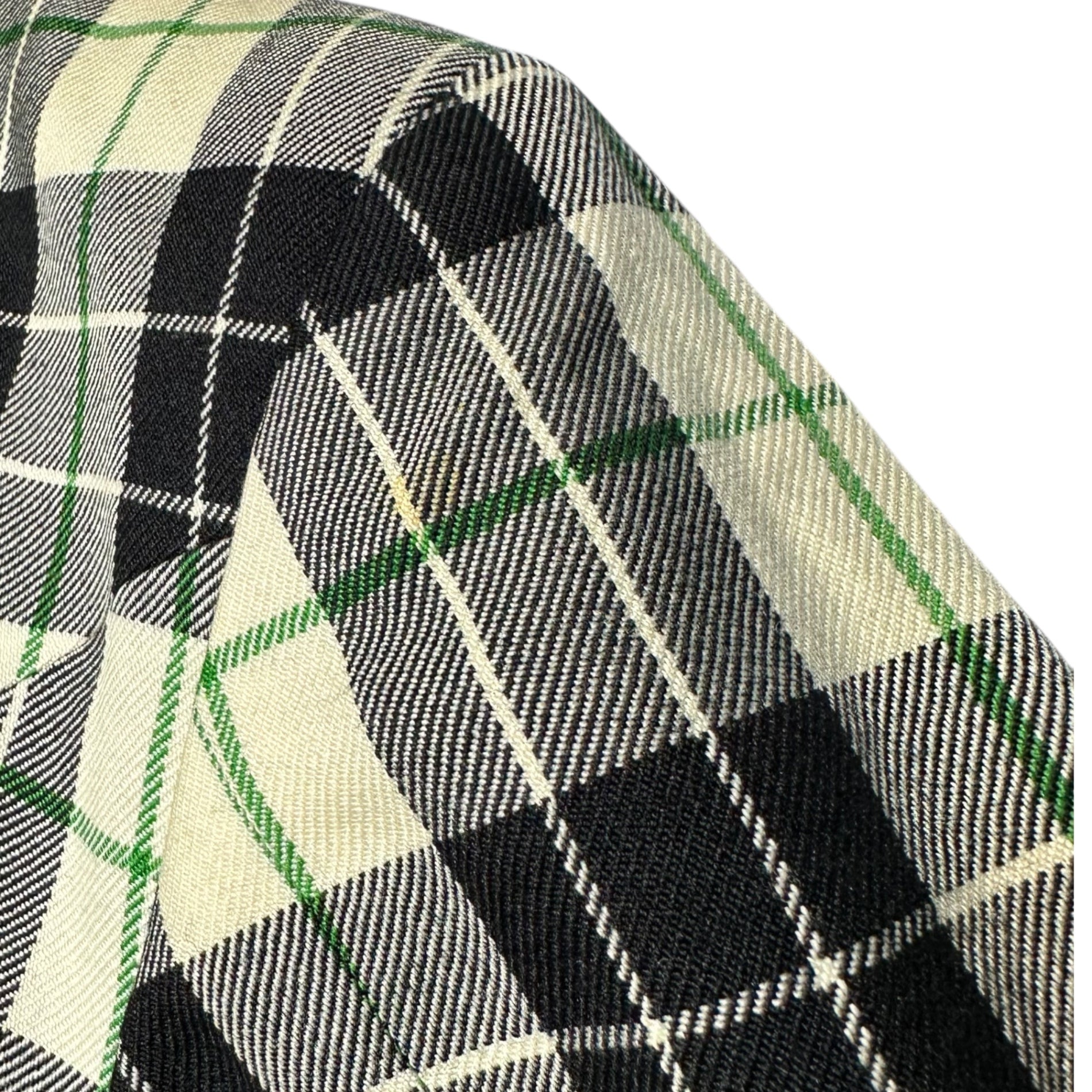 Jean Paul GAULTIER HOMME(ジャンポールゴルチエオム) 80's Archive Oversized Double Tailored Check Jacket 80年代 アーカイブ オーバーサイズ ダブル テーラード チェック ジャケット M アイボリー×ブラック×グリーン