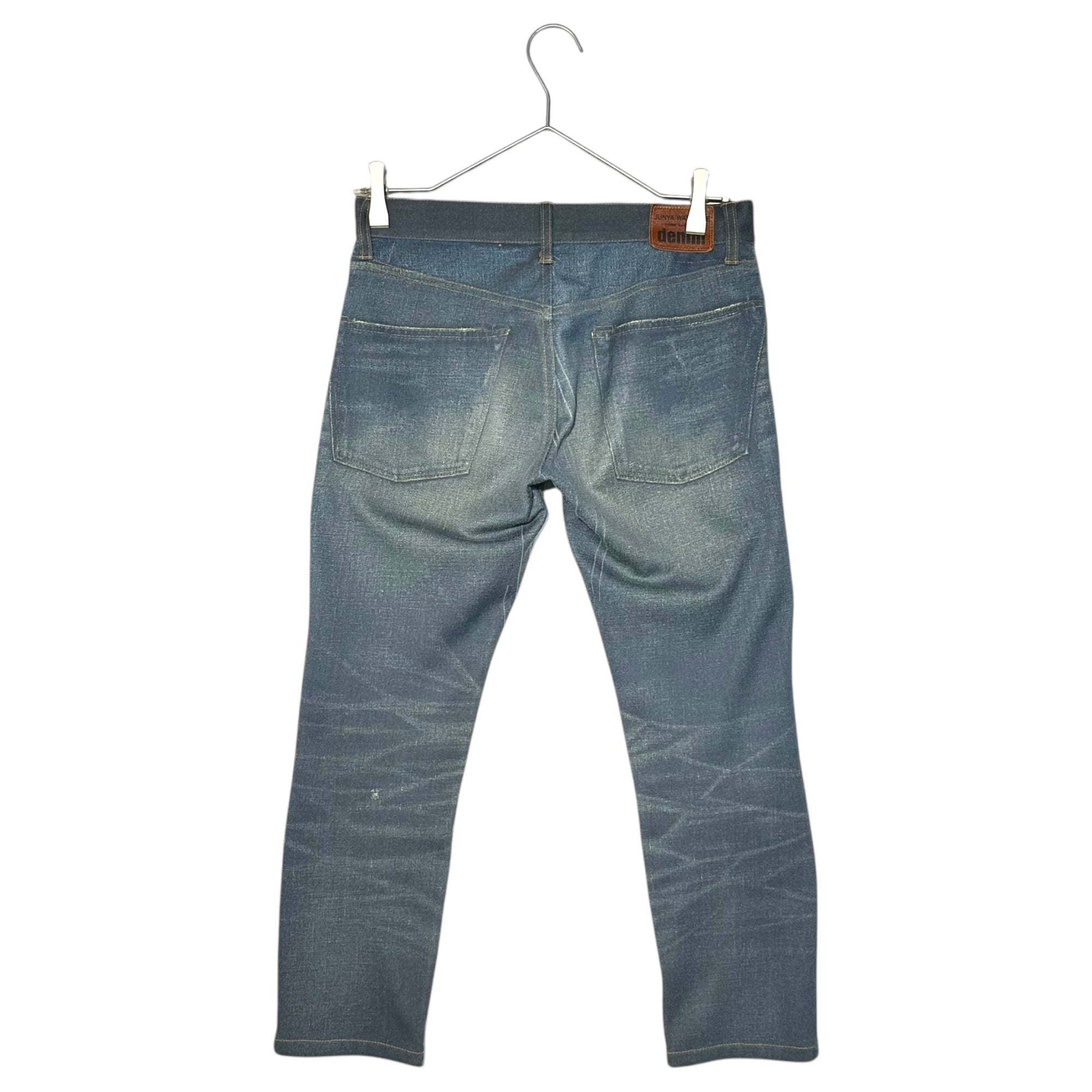 COMME des GARCONS JUNYA WATANABE(コムデギャルソンジュンヤワタナベ) 10SS Distressed denim transfer slim pants ダメージ 加工 デニム 転写 スリム パンツ JE-P201 XS インディゴ AD2009