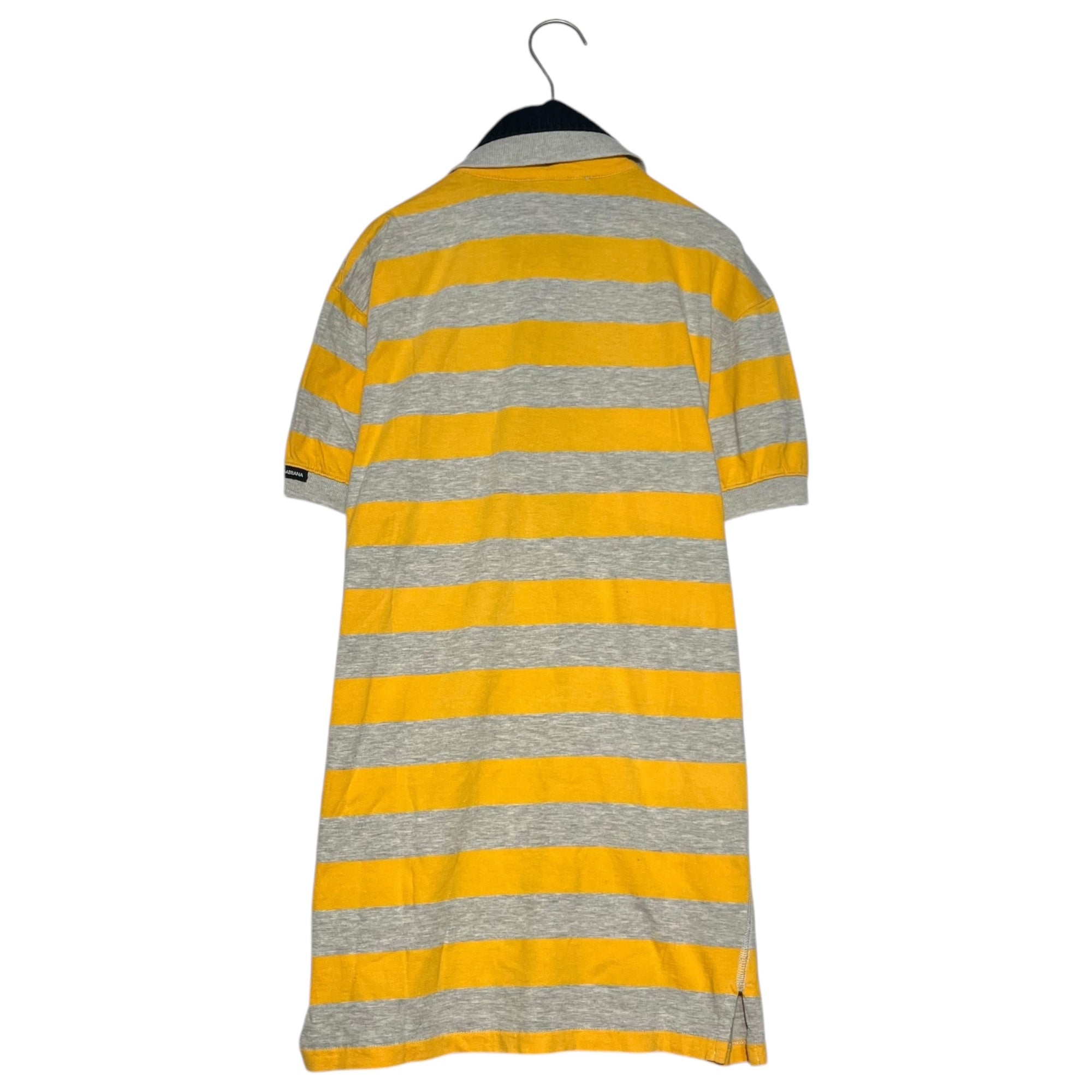 DOLCE&GABBANA(ドルチェ&ガッバーナドルガバ) 00's Double color border patch polo shirt ダブル カラー ボーダー ポロシャツ G8675T 48 イエロー×グレー