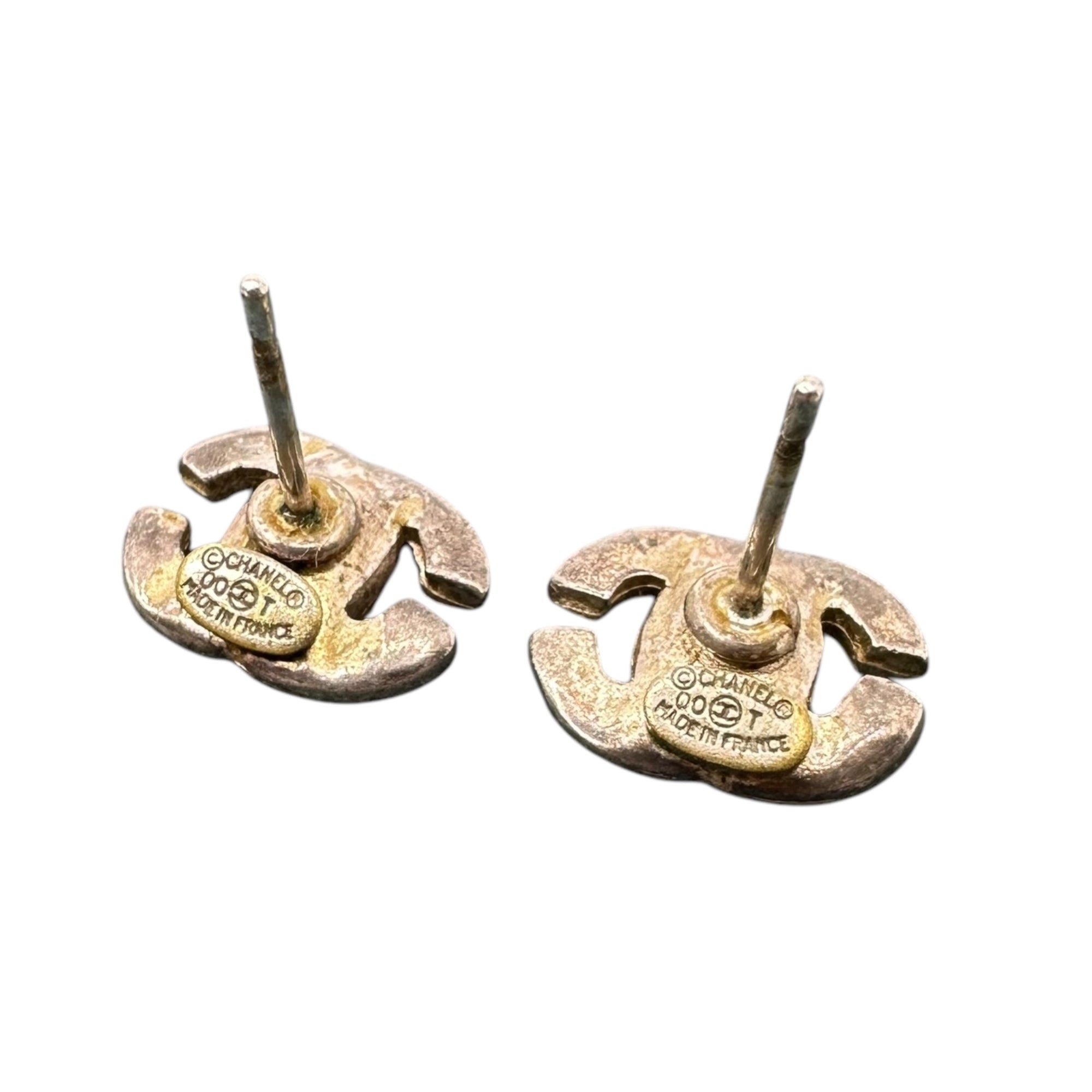 CHANEL(シャネル) Coco Mark Pierced Earrings ヴィンテージ ココマーク ピアス イエロー×シルバー 00T 刻印 アクセサリー