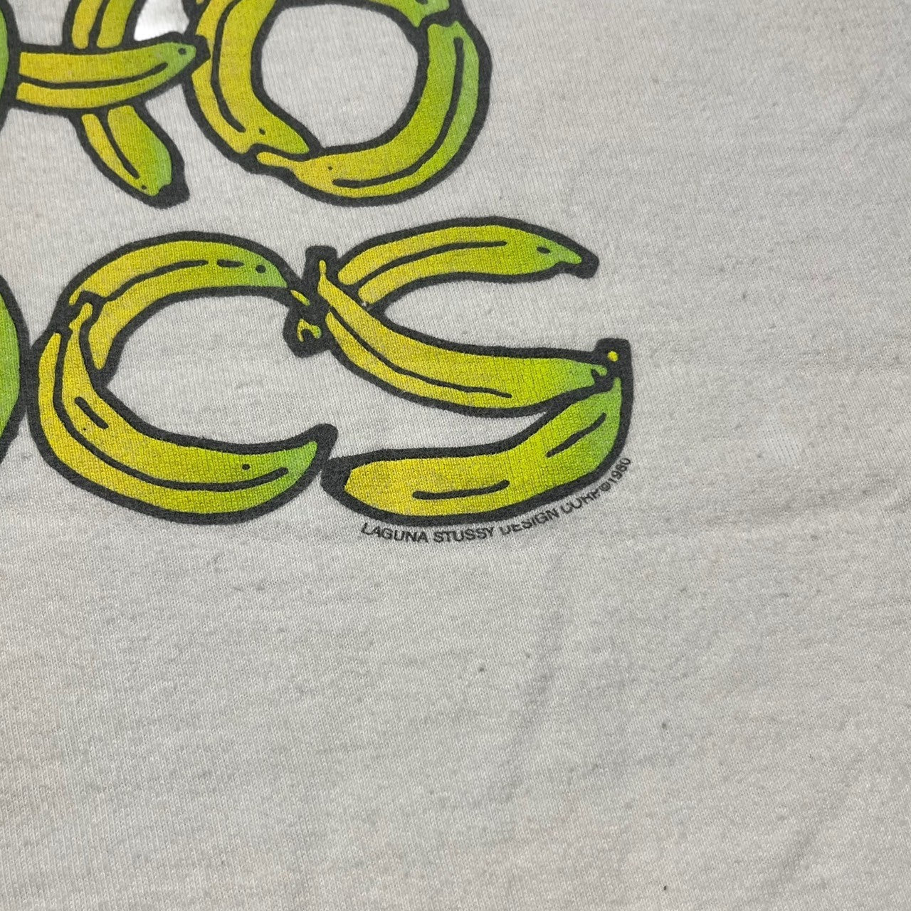 STUSSY(ステューシー) Psycho Tropics T-shirt サイコ トロッピクス Tシャツ バナナ XL ホワイト×イエロー