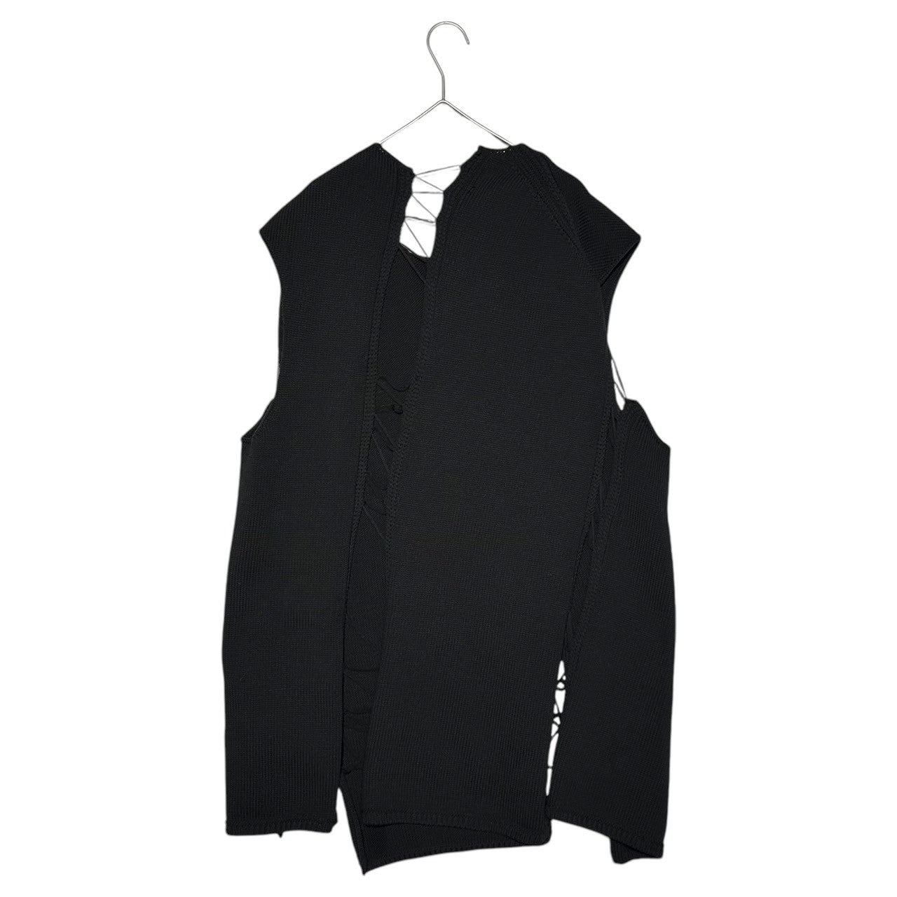 COMME des GARCONS HOMME PLUS(コムデギャルソンオムプリュス) 22SS Floral EmbroideryDECONSTRUCTED KNIT VEST 花の存在期 デコンストラクト ニット ベスト 捻じれ PI-N013 M ブラック AD2021