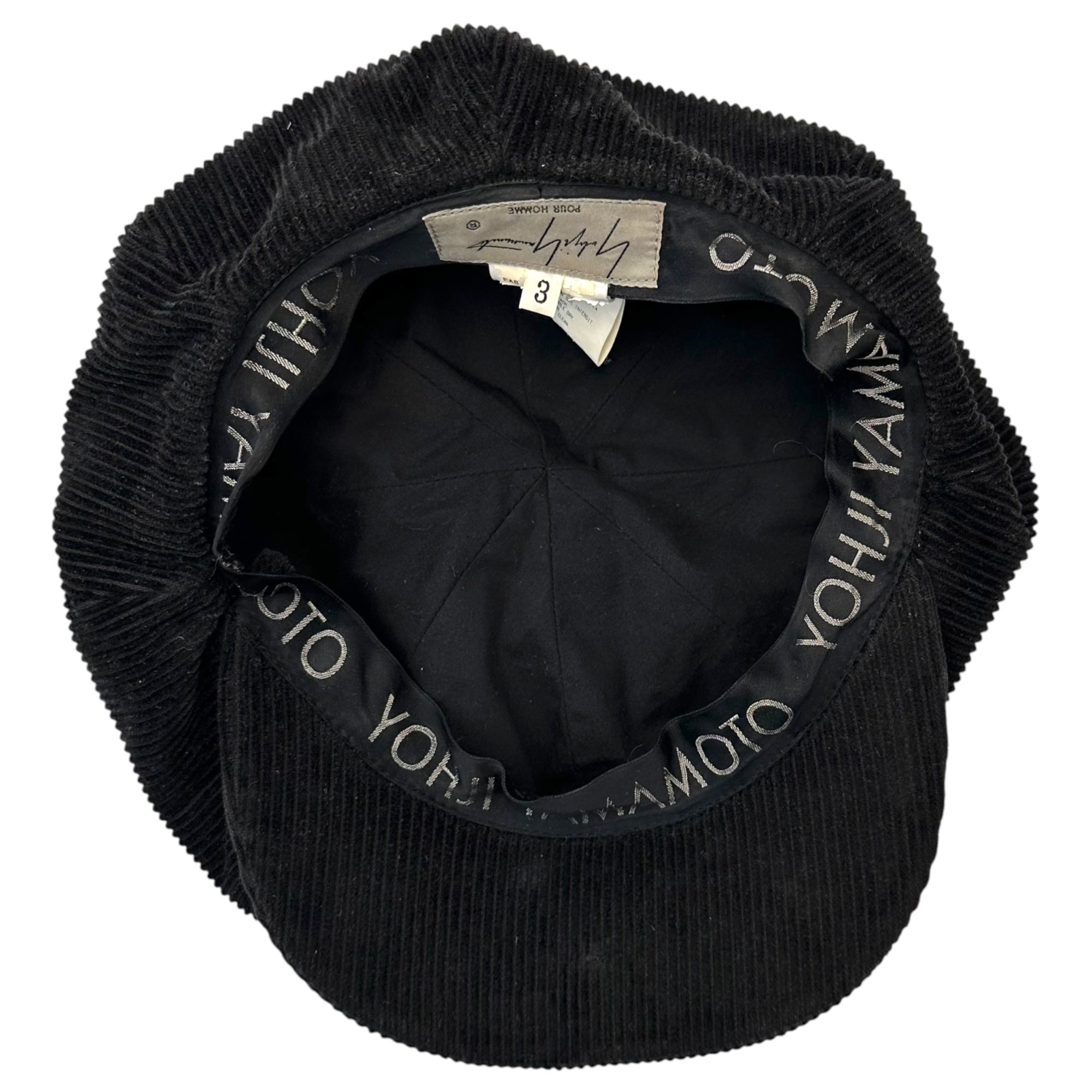 YOHJI YAMAMOTO POUR HOMME(ヨウジヤマモトプールオム) 2019AW Corduroy casquette コーデュロイ キャスケット 帽子 HC-H08-971 3 ブラック