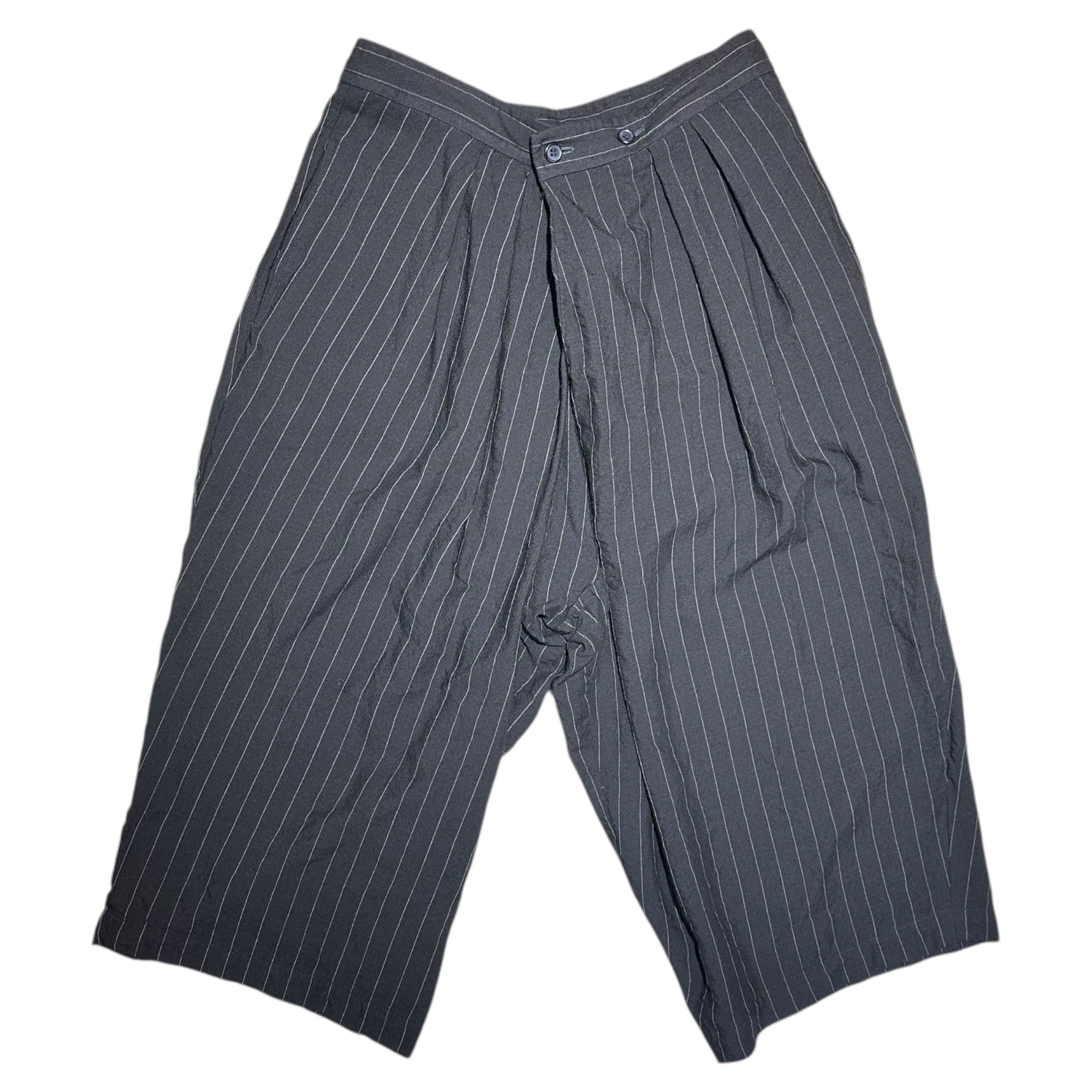 COMME des GARCONS COMME des GARCONS(コムデギャルソンコムデギャルソン) 16SS Wool Striped Wide Cropped Slacks ウール ストライプ ワイド クロップド スラックス RQ-P011 S ブラック AD2015