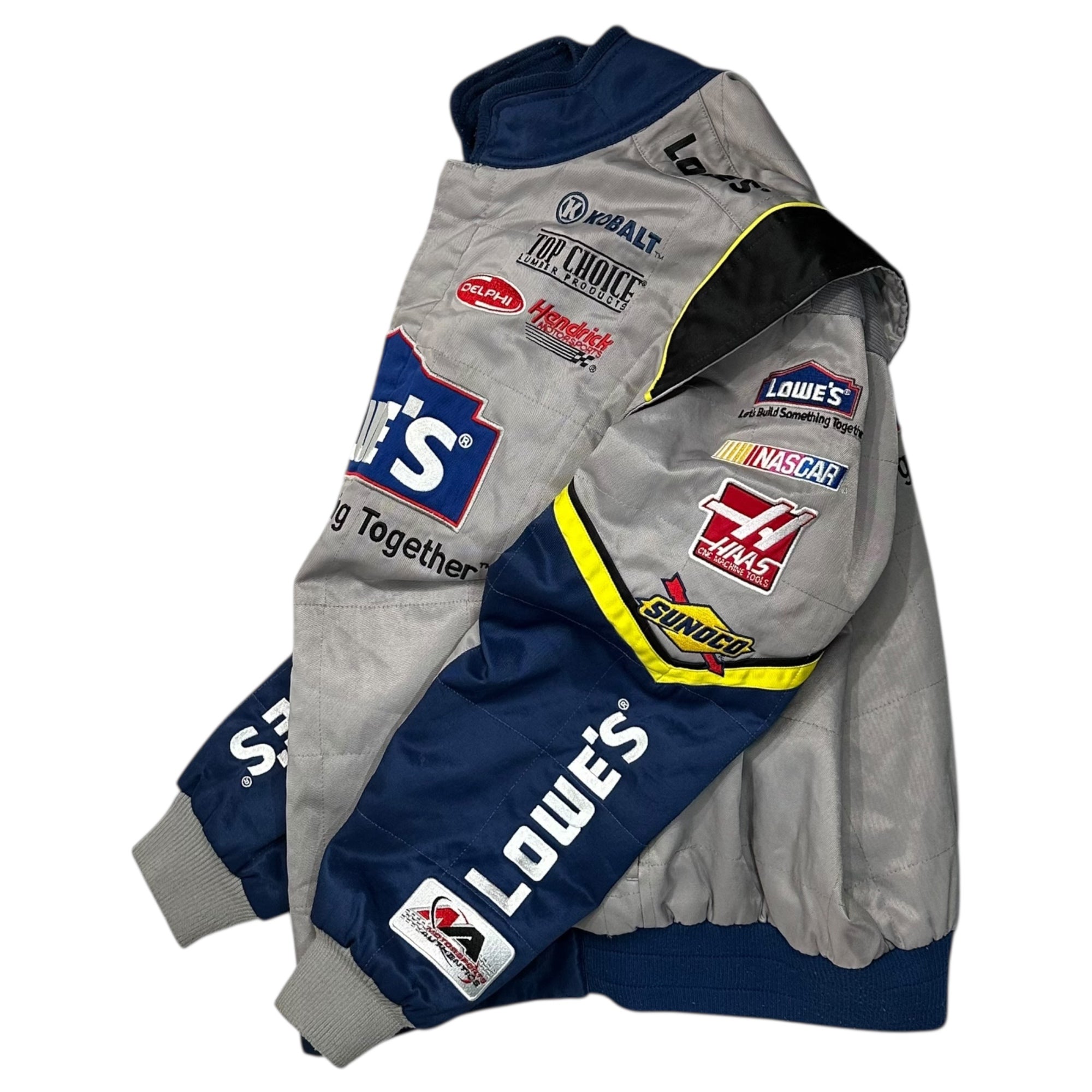 VINTAGE(ヴィンテージ) 90's Patch Racing Jacket 90年代ワッペン レーシング ジャケット M グレー×ブルー CHASE