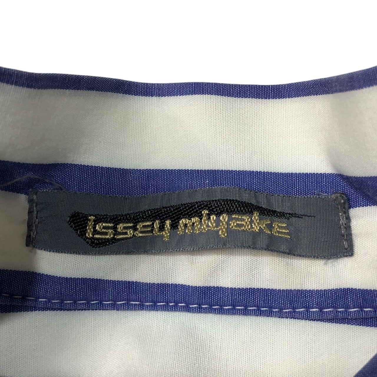 ISSEY MIYAKE(イッセイミヤケ) 80's筆タグスタンドカラーストライプシャツ JG12099 M ブルー×ホワイト