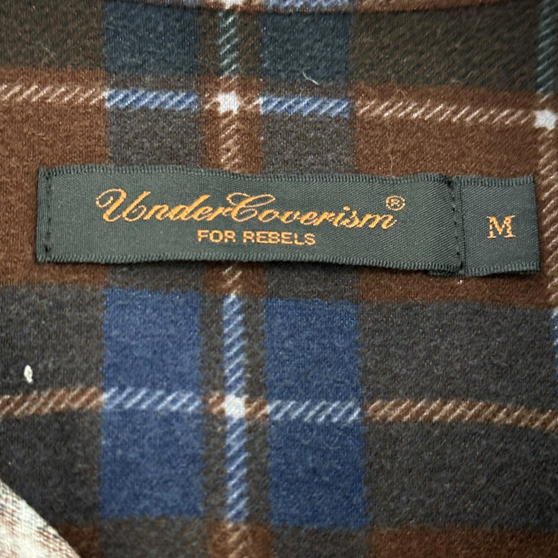 UNDERCOVERISM(アンダーカバイズム) 03SS SCAB Crushed L/S flannel shirt クラッシュ加工 長袖 ネルシャツ U218 M ブラウン×ネイビー