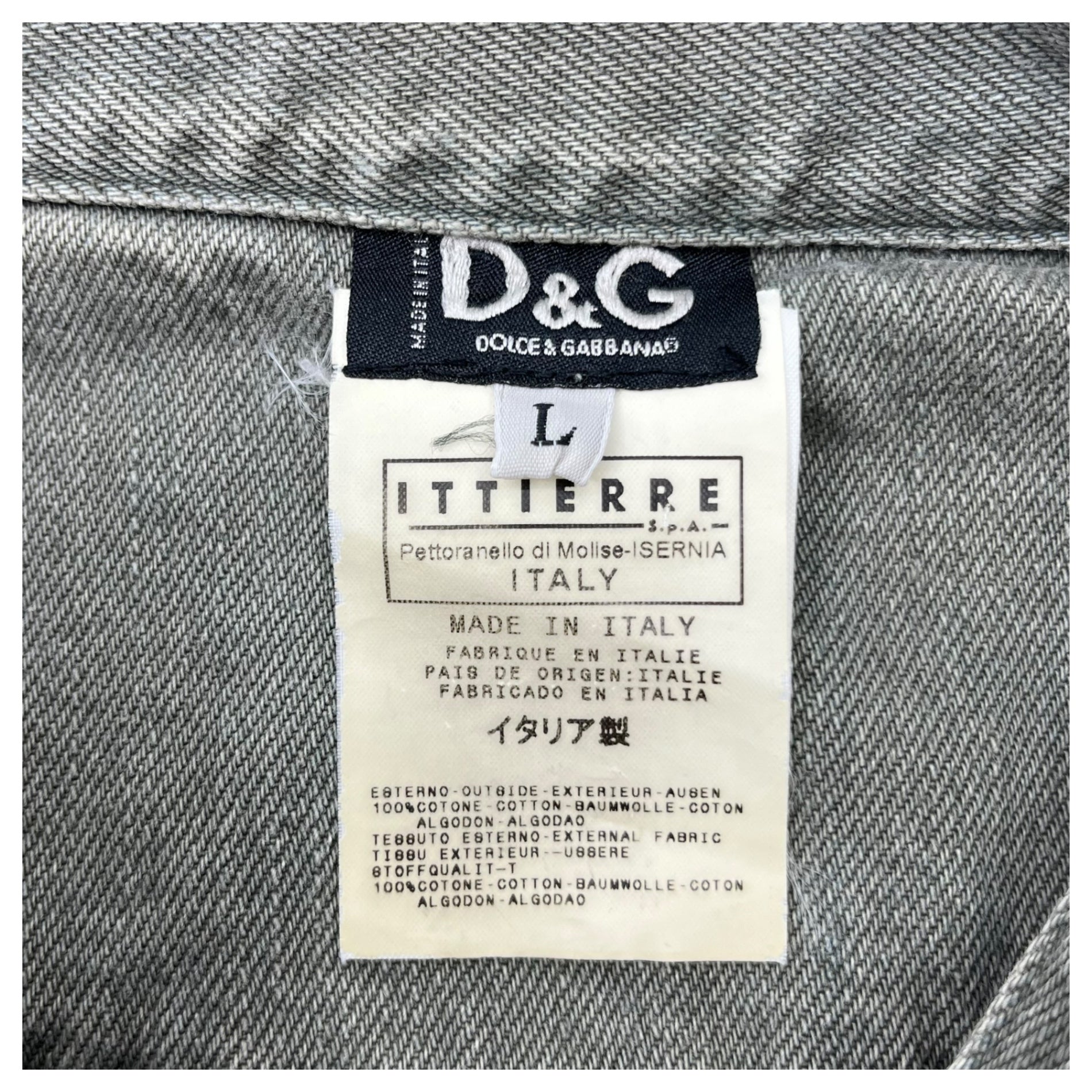 D&G(ディー&ジードルガバドルチェ&ガッバーナ) 00's Denim switching S/S shirt デニム 切替 半袖 シャツ L グレー