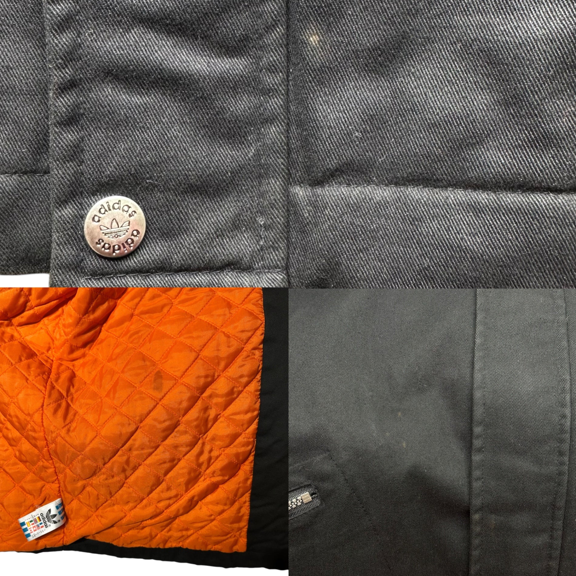 adidas(アディダス) 90's back logo hooded jacket バックロゴ フーデット ジャケット L ブラック×オレンジ 万国旗タグ 90年代