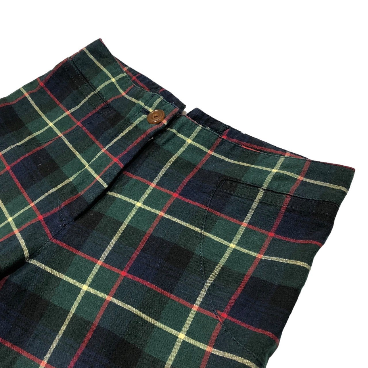 Vivienne Westwood RED LABEL(ヴィヴィアンウエストウッドレッドレーベル) 00's back lace flare check pants バックレース フレア チェックパンツ SIZE M グリーン×ネイビー×レッド オリゾンティタグ