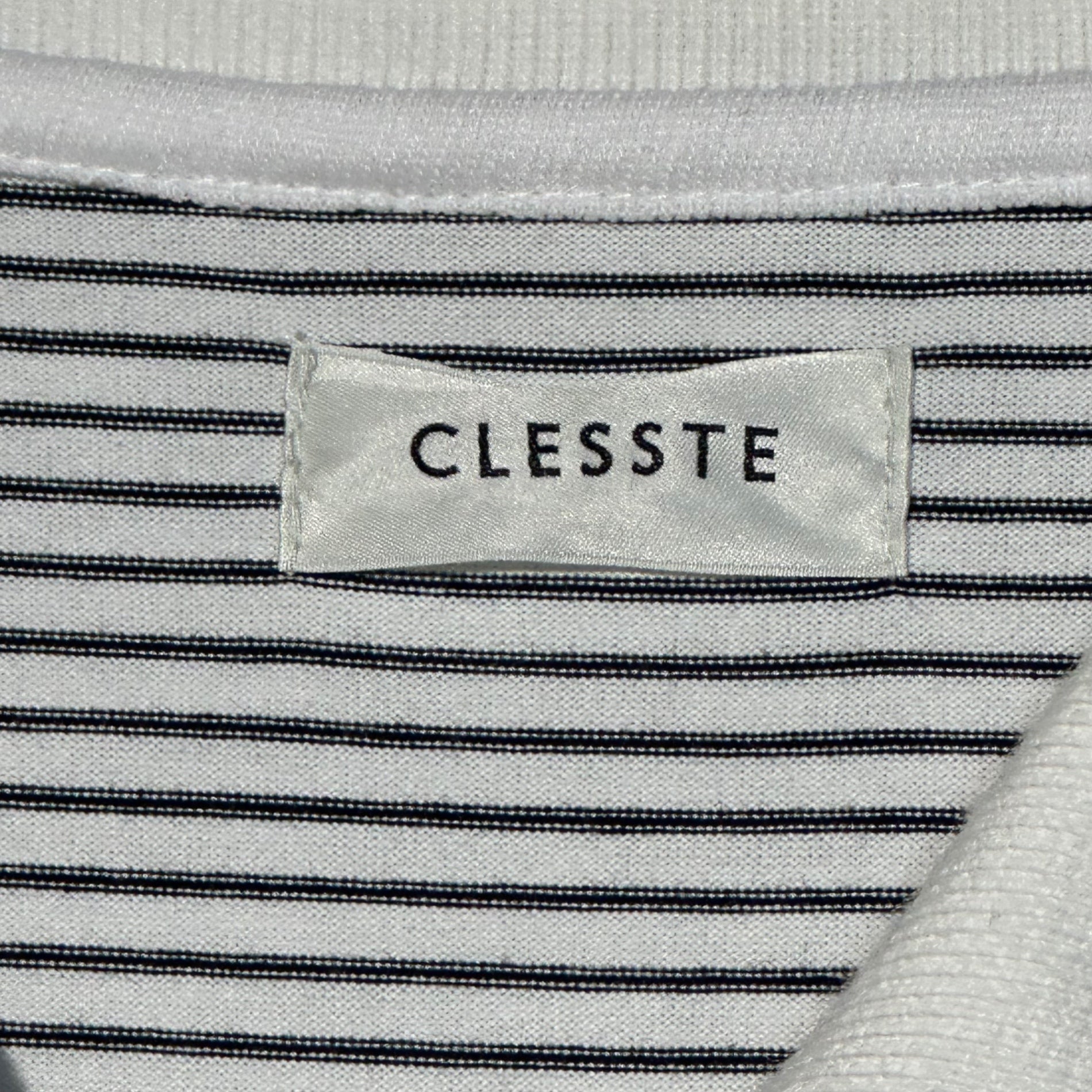 CLESSTE×Yes Good Market(クレスト×イエスグッドマーケット) 24SS STRIPED MASSIVE L/S POLO SHIRT WITH DRAWSTRINGS ストライプ ロングスリーブ 長袖 ポロシャツ CLS-TE2404 1(S程度) ホワイト×ブラック