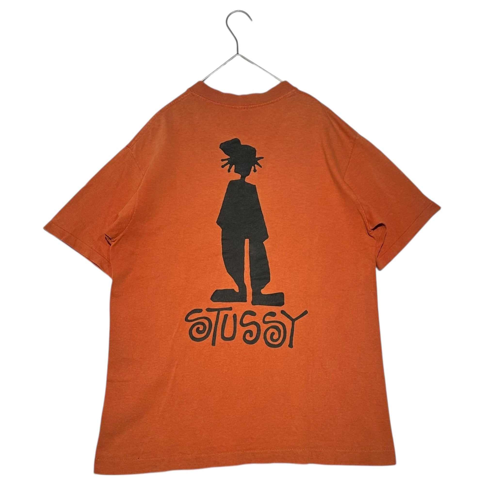STUSSY(ステューシー) 80's SHADOW MAN TEE シャドーマン プリント Tシャツ 表記無(M程度) オレンジ 80年代 ヴィンテージ オールド