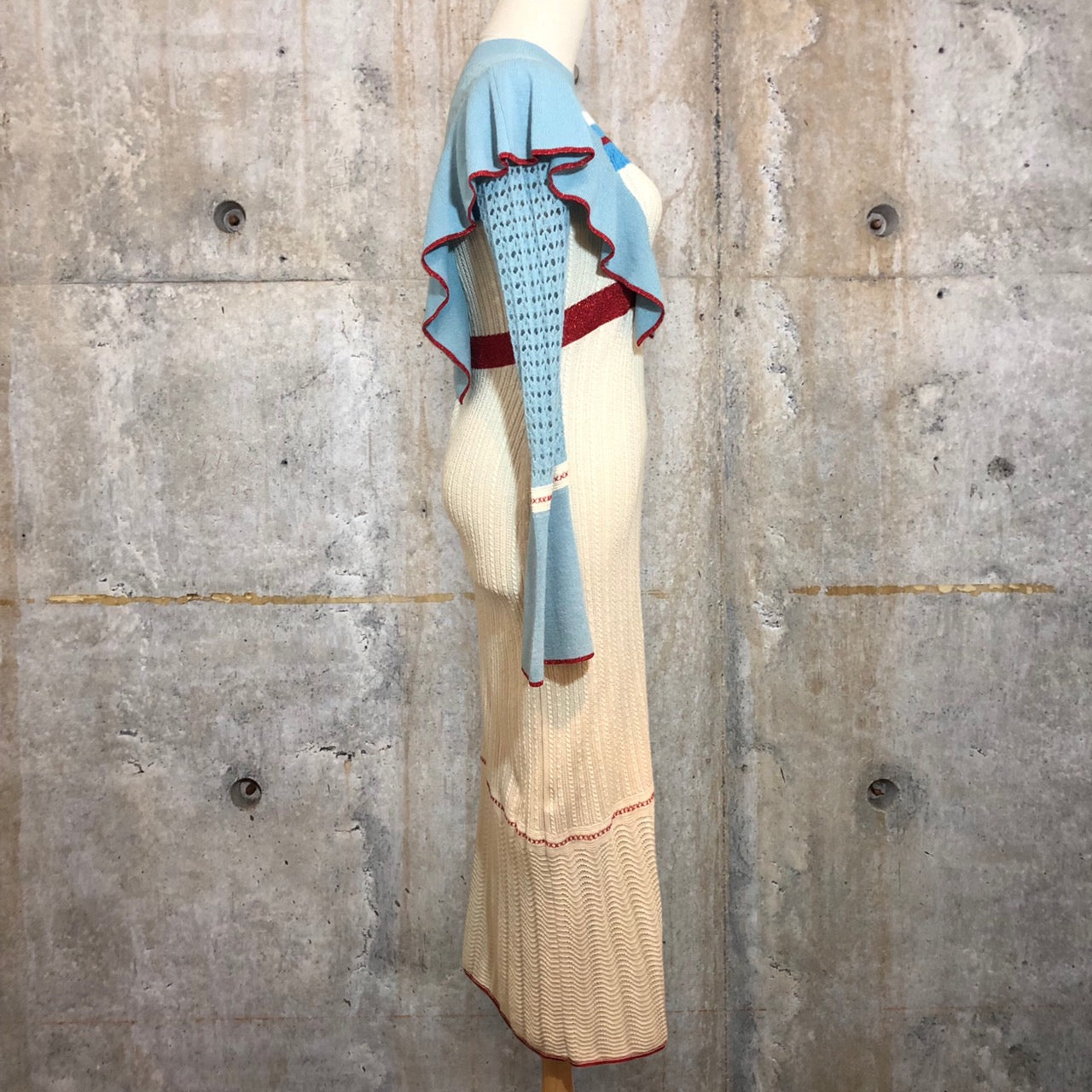 mame kurogouchi(マメクロゴウチ) 18SS mame Nostalgic Pattern Knit Dress/ワンピース/ドレス MM18SS-KN040 1 ブルー