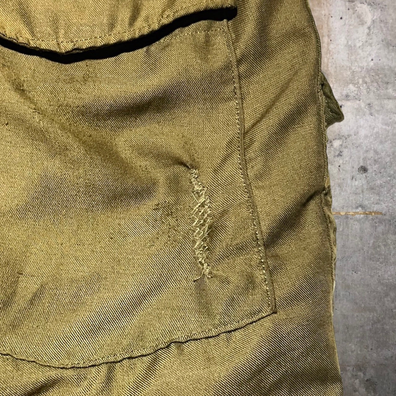 US AMRY(アメリカ軍) 70'sヘリクルーパンツ/ヴィンテージカーゴパンツ 表記無し(XLサイズ程度) カーキ 亜熱帯向け/耐燃性ナイロン