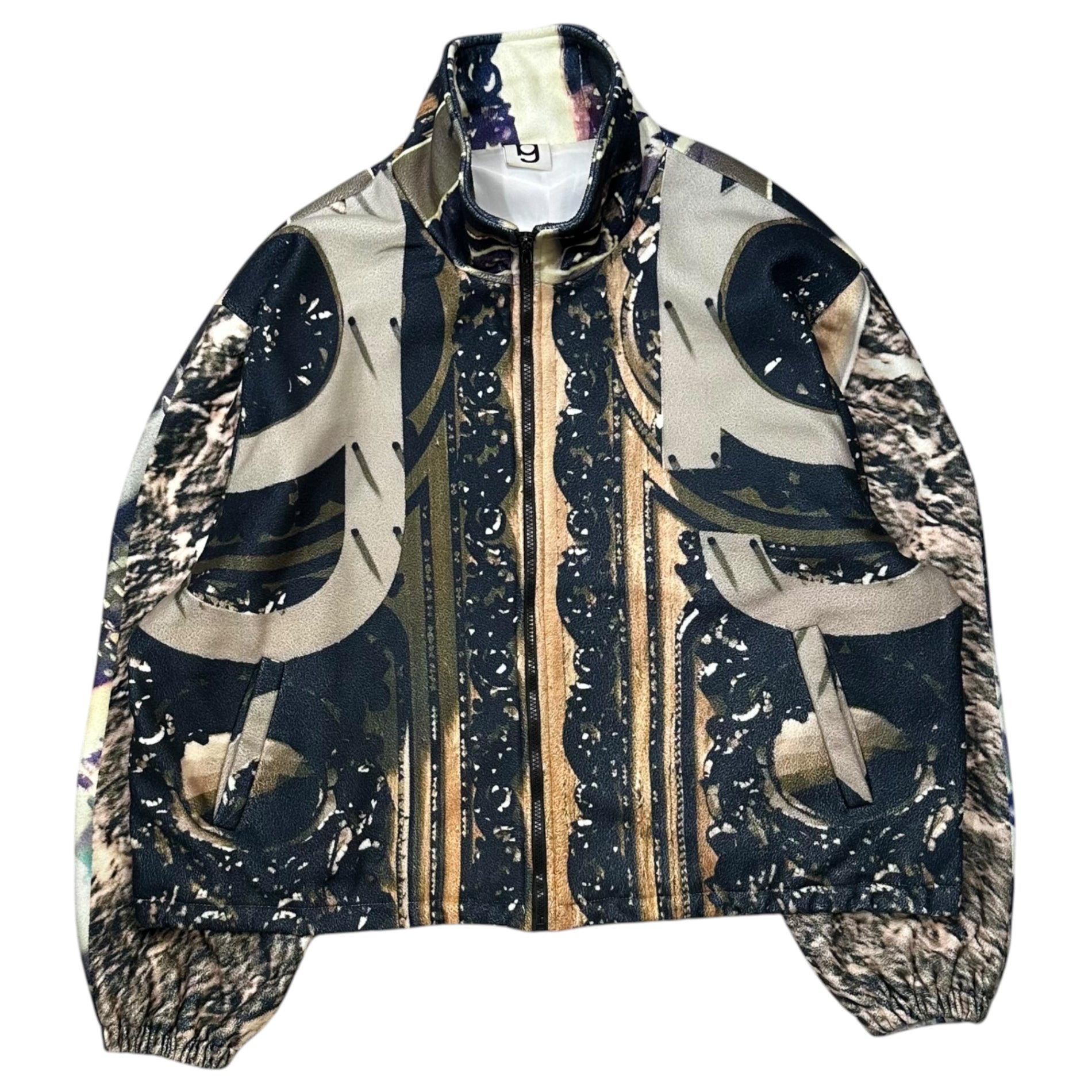 GB MOUTH(ジービーマウス) "扉" VELOUR SKIN LIGHT JACKET ベロア スキン ライト ジャケット 表記無(XL程度) ベージュ×ネイビー フリース