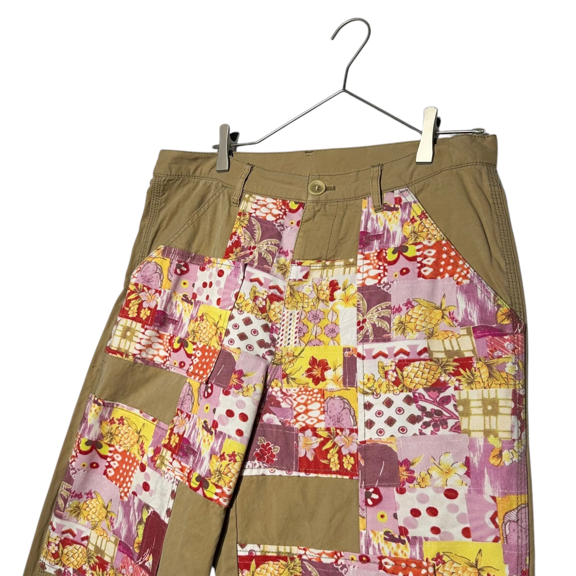 COMME des GARCONS SHIRT(コムデギャルソンシャツ) 13SS floral patchwork trousers pants 花柄 パッチワーク トラウザー パンツ S21145 M ベージュ×ピンク 13SSコレクションランウェイ着用品